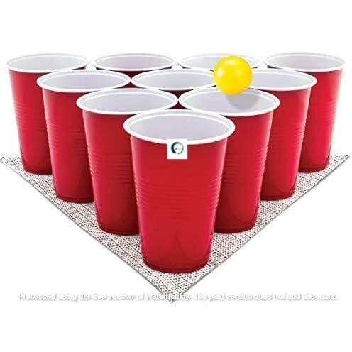 Adaamya - 20 Pcs - Easy Grip Reusable Drinking Party Cups For Iced Tea, Punch, Cocktail, Juice, Beer Pong Glasses - Red/White, 450 Milliliter (Pack Of 20 Pcs)