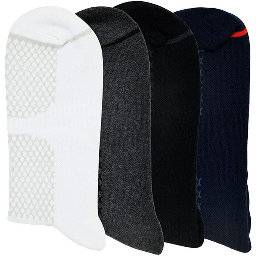 Balenzia Men's Cushioned High Ankle Sports/Gym Socks (Free Size) Made With 100% Cotton & Spandex. Pack Of 4 (Multicolour) | Terry/Towel Ankle Socks For Men.
