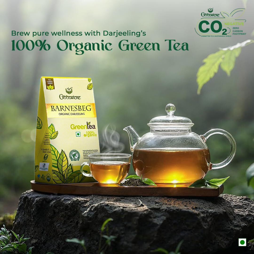 Goodricke Barnesbeg Organic Darjeeling Green Tea - 100Gm | 100% Organic & Natural Loose Leaves | Sweet Mellow Flavor | Irresistible Aroma