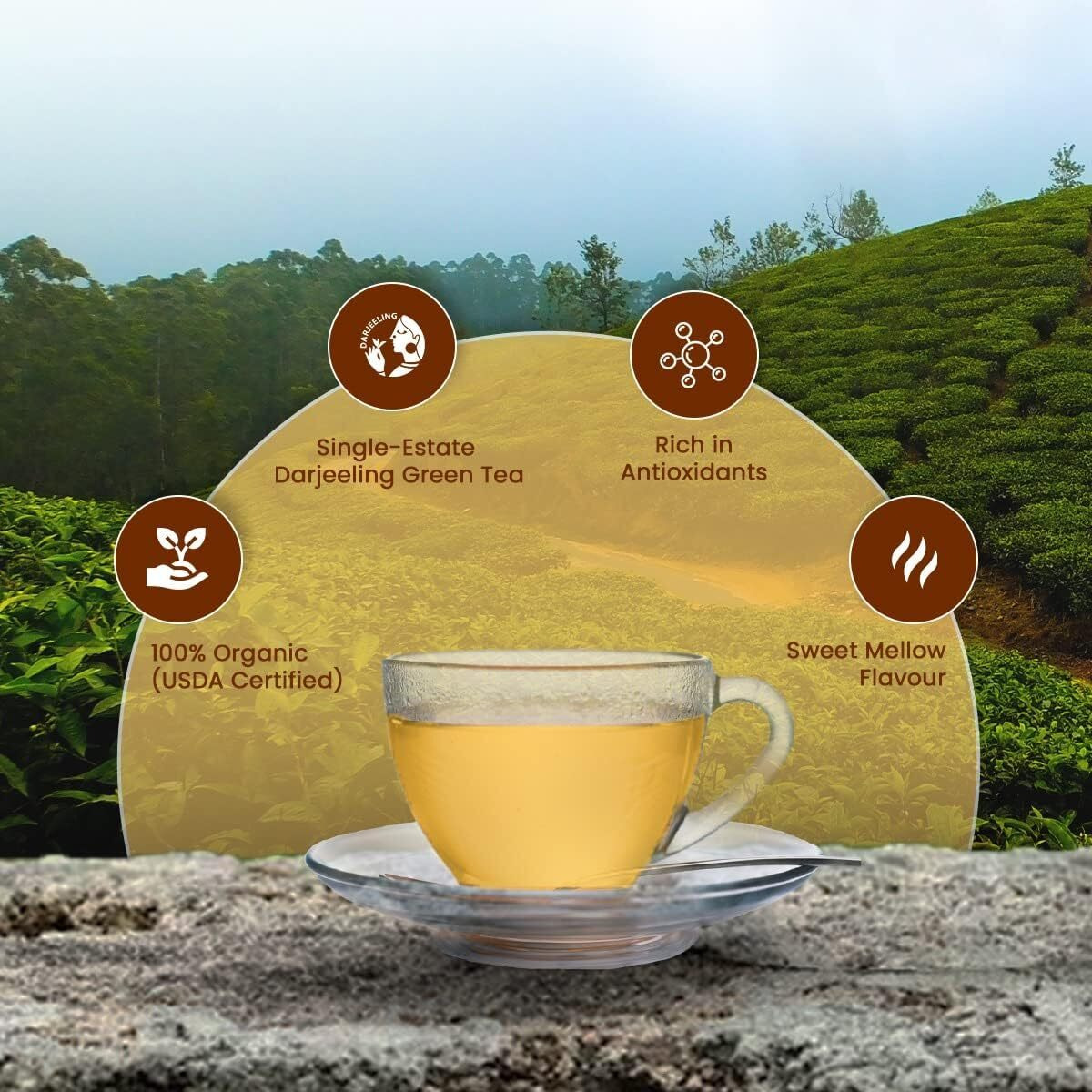Goodricke Barnesbeg Organic Darjeeling Green Tea - 100Gm | 100% Organic & Natural Loose Leaves | Sweet Mellow Flavor | Irresistible Aroma