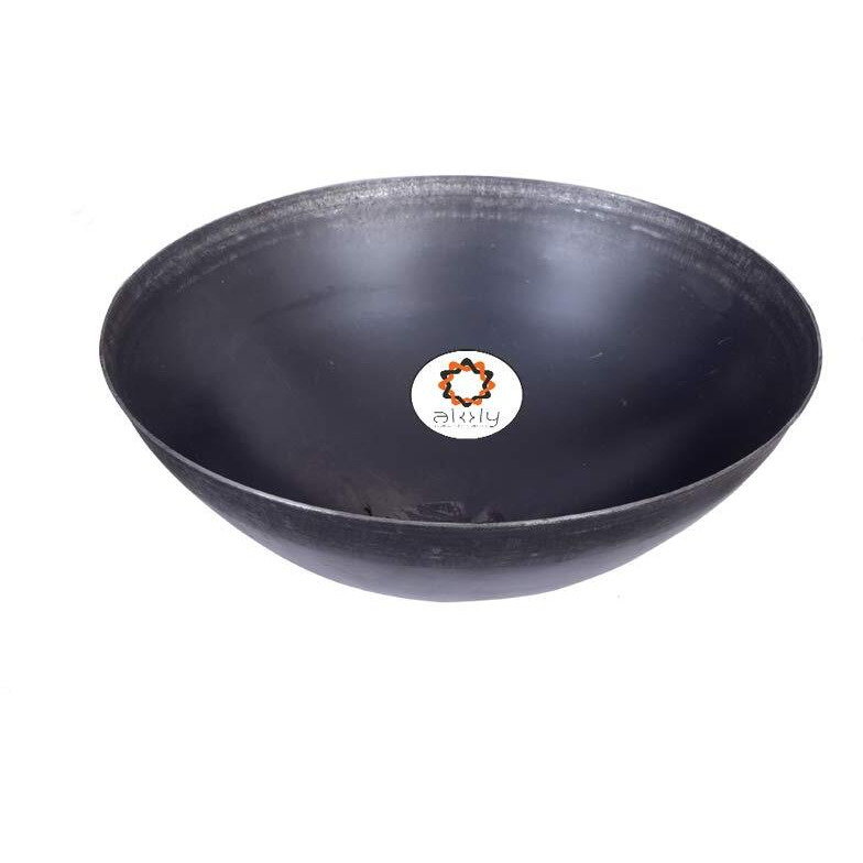 Akky Iron Handmade Plane Fry Kadhai/Pan | Lokhandi Kadai For Cooking And Deep Frying Without Handle (8 Inch / 20.3 Cm, Black)