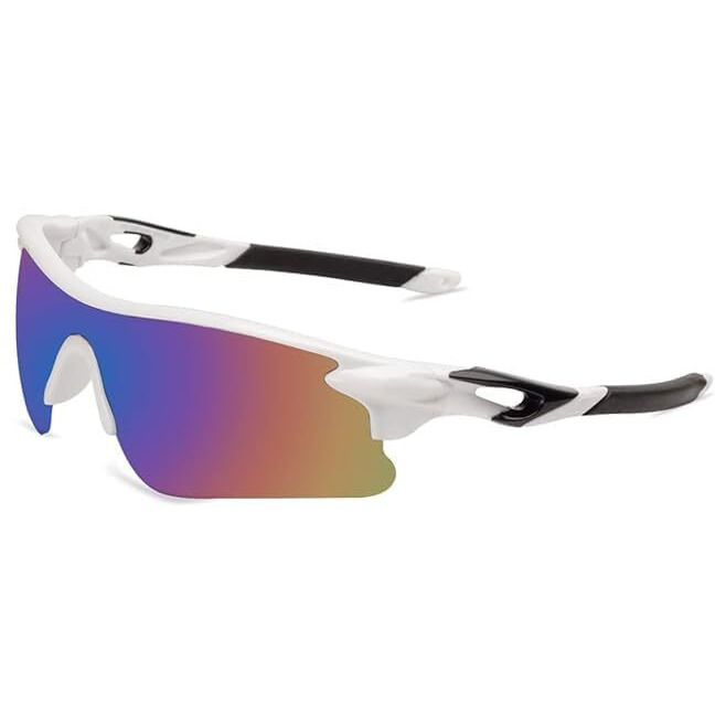 Roshfort Mens Sports Sunglasses Uv Protection Sunglass For Men Cycling Running Driving Fishing Glasses (A-1,Black White),Non-Polarized