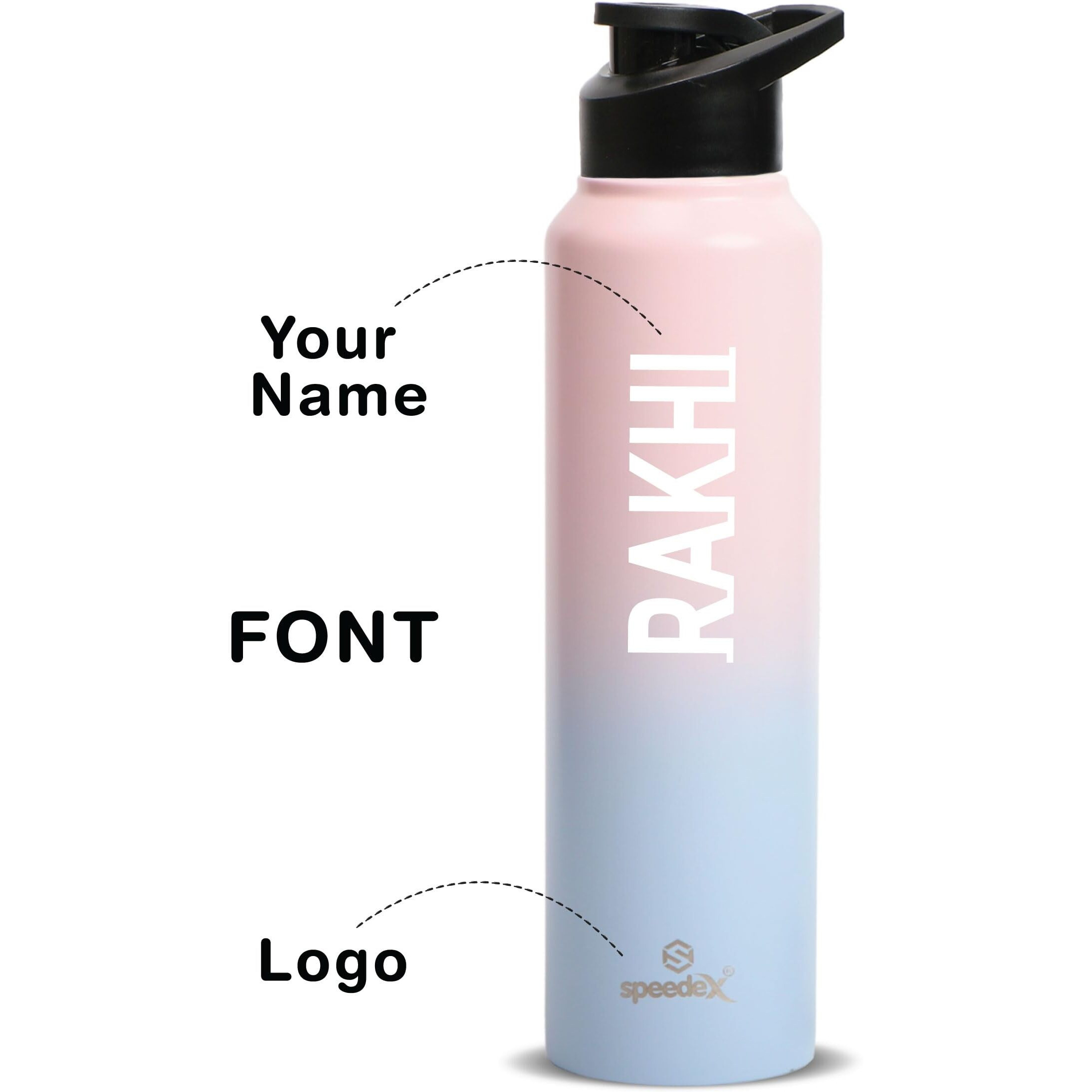 Speedex Stainless Steel Water Bottle 1 Ltr For Kids, Boys, Girls, 1 Litre Bottles For Gym, Sports, Fridge Use, School & Office - 1000Ml, Pink Blue Colour, Sipper Cap