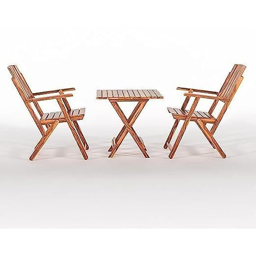 Vmdj Furniture Sheesham Wooden Brown Color Portable Foldable 4 Seater Chair With Table Set Outdoor Balcony Garden Coffee Table Set Furniture With 1 Table And 4 Chairs Set