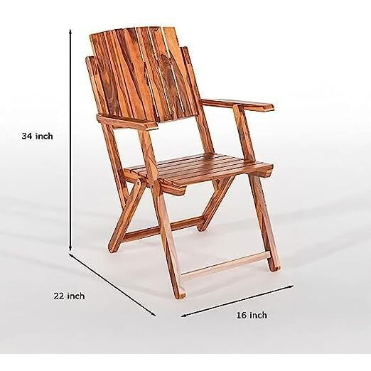 Vmdj Furniture Sheesham Wooden Brown Color Portable Foldable 4 Seater Chair With Table Set Outdoor Balcony Garden Coffee Table Set Furniture With 1 Table And 4 Chairs Set
