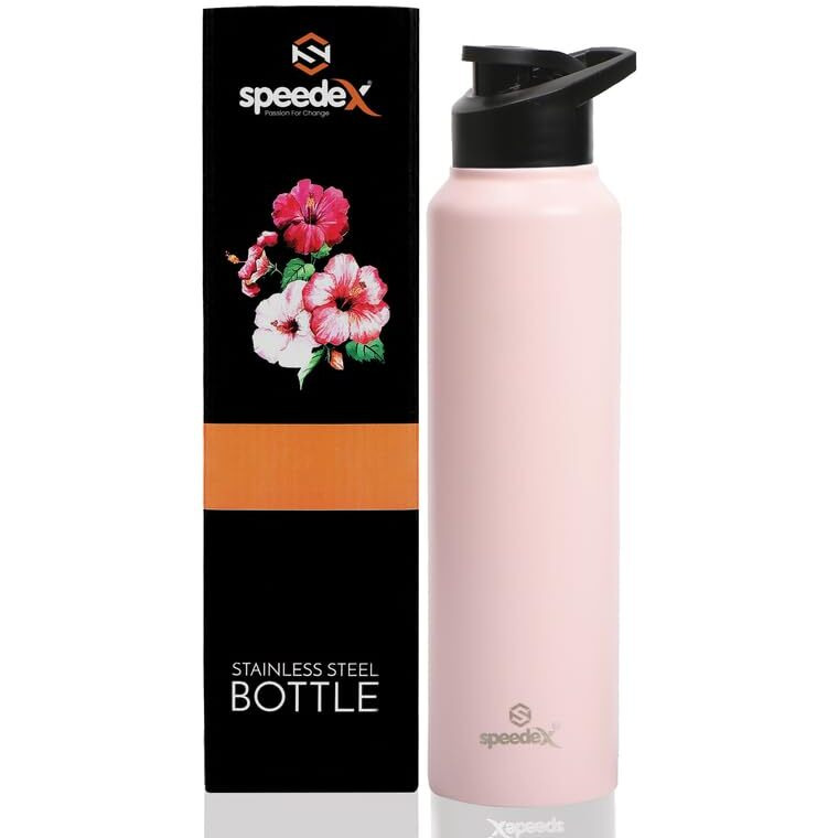 Speedex Stainless Steel Water Bottle 1 Litre, Leakproof Sipper Cap 1 Ltr, Pastel Pink, Bottles 1+ Litre For School, Gym, Office, Boys, Girls, Men, Women, Kids 1Ltr - 1000 Ml - Set Of 1