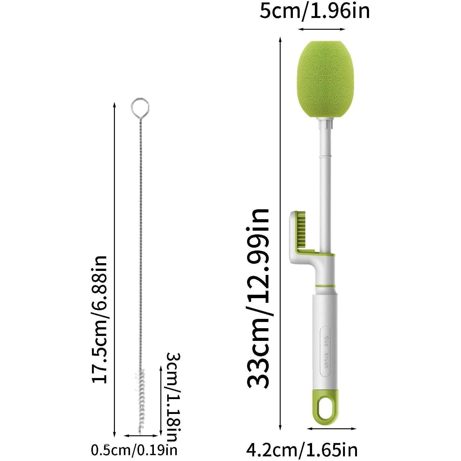 Kpng 3-In-1 Bottle Cleaner Groove Brush For Narrow Neck Bottles, Long Handle Water Bottle Scrubbing Brush, Crevice Brush With Straw Brush, Cleaning Brush For Sports Bottles (Green/Pack Of-1)