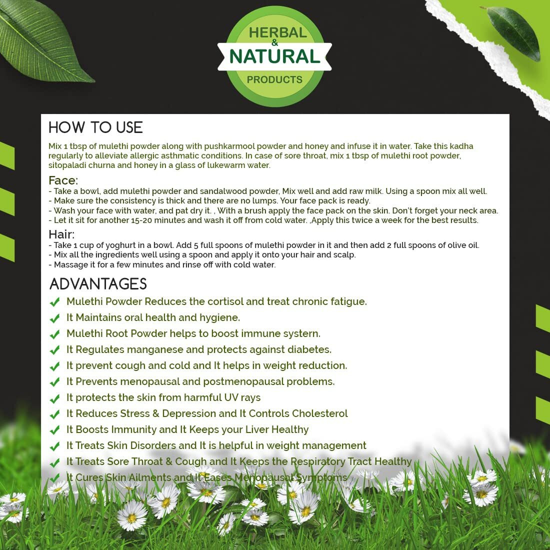 Organic Mulethi Powder For Eating, For Drinking, For Hair, For Skin Whitening, For Tea, For Face Pack, For Liquorice Powder For Skin Whitening For Face, Fro Yashtimadhu Powder Organic Face Skin
