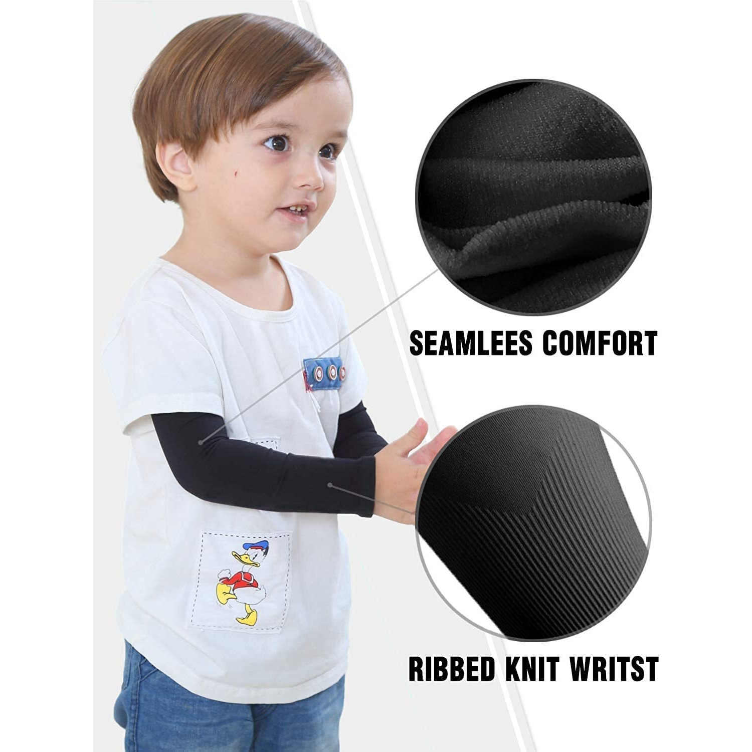 Mizuna Arm Sleeve For Kids Toddlers Unisex Sports Compression Sun Protection Upf 50Cooling Tattoo Cover Up Cycling Cricket Riding Golf Football Running Winter Black