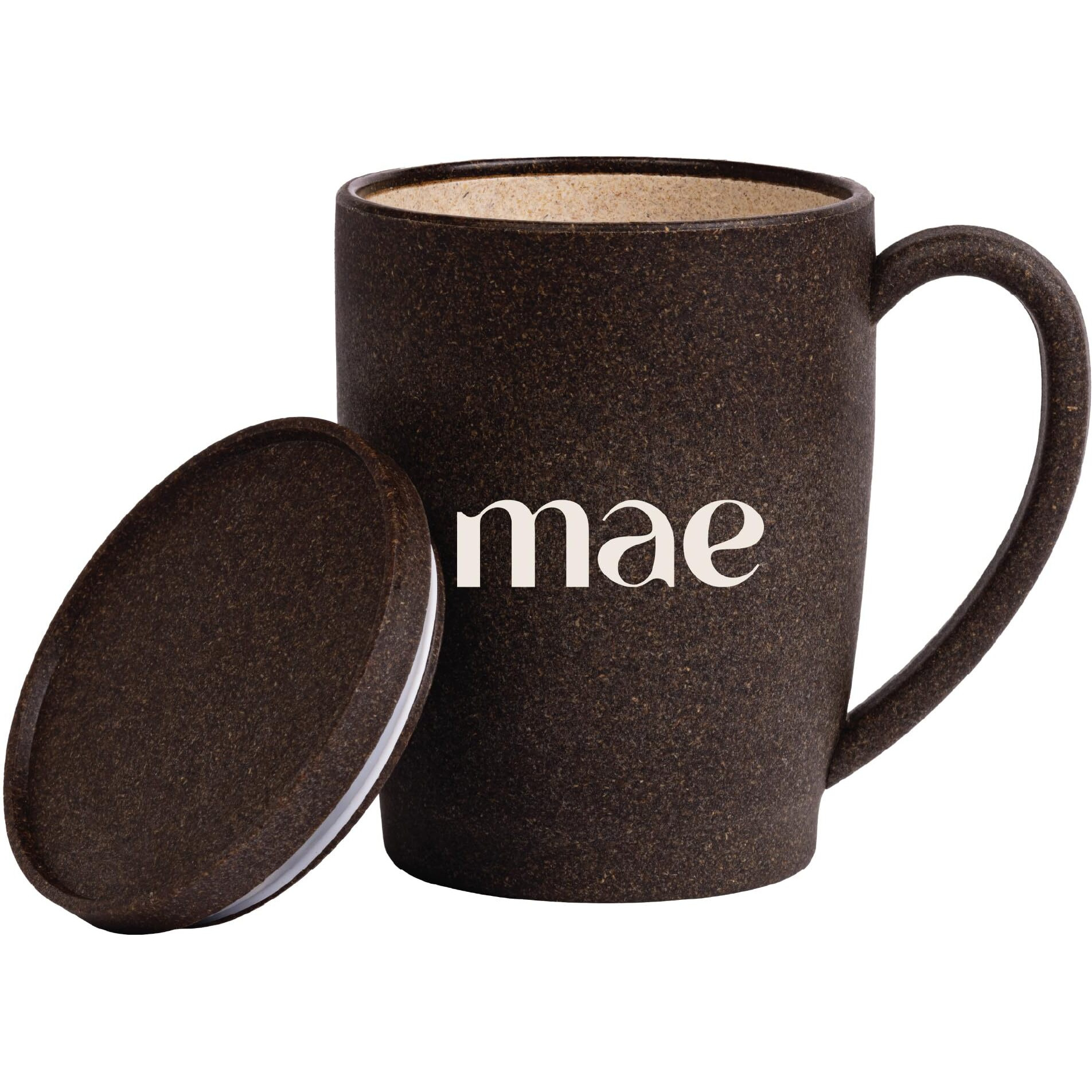 Mae Coffee Mug With Lid | 370 Ml | Crafted From Used Coffee Grounds | Eco Friendly & Sustainable Cup | Insulated | Microwave Safe | Travel Friendly | Spill Proof | Office | Home | Gift | Mug | 1 Pc