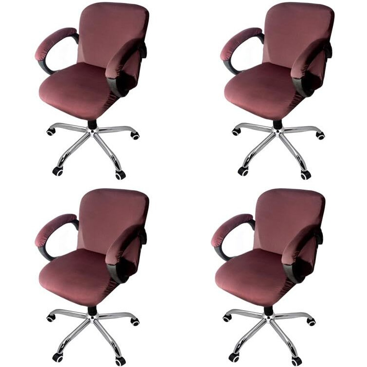 The Furnishing Tree Spandex Office Chair Cover With Handle Cover Coffee Set Of 4