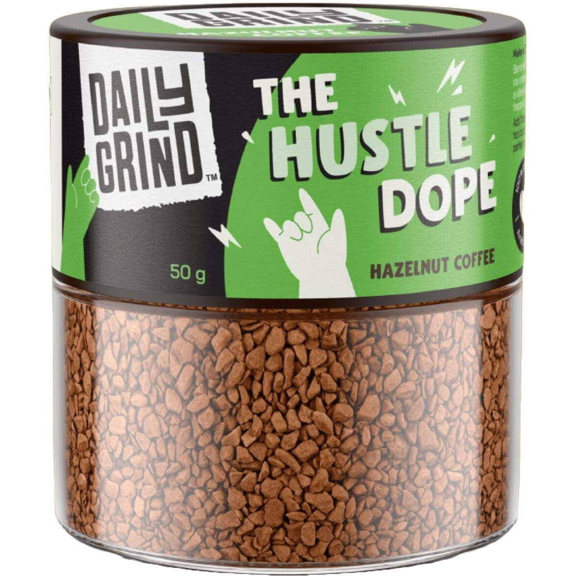 Dailygrind Hazelnut Instant Coffee Powder - 50G | The Hustle Dope | Make Hot Cold Hazelnunt Coffee | Flavored Coffee | 100% Arabica Beans | Strong Coffee Freeze Dried - 25 Cups