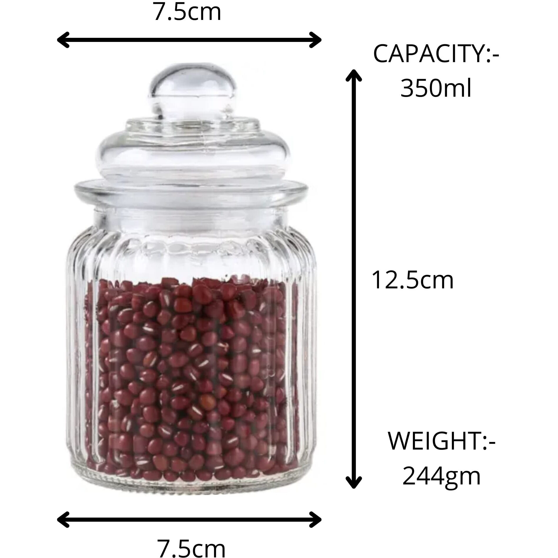 Muac Glass Container Jar With Lid For Kitchen Small Jars For Kitchen Storage Pop Jar Glass Jar Food Storage Containers For Storing Spices,Jam,Honey,Aachar,Sugar,Coffee Beans(350Mll)(12Pc),Transparent