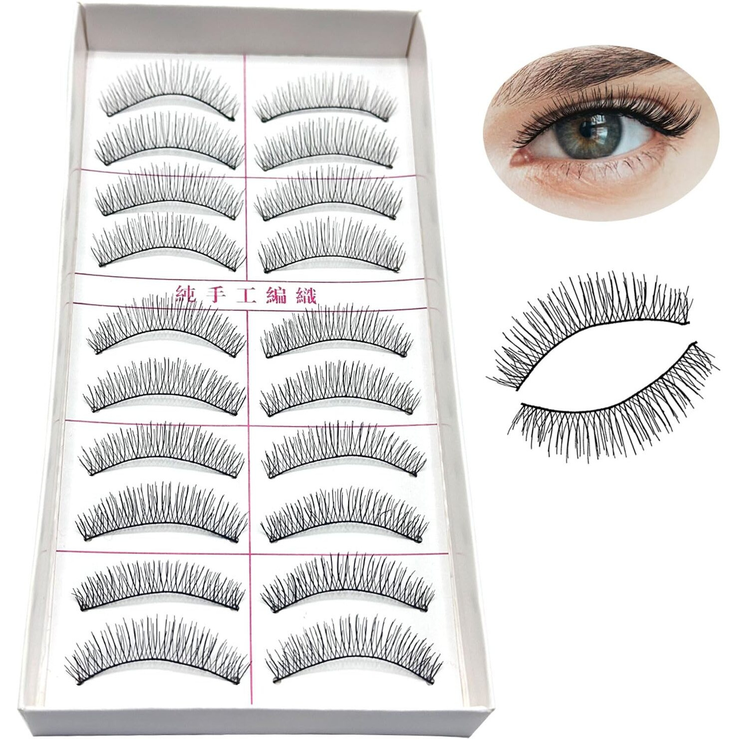 Massmot 10 Pairs False Eyelashes, Natural & Soft Long Eyelashes, Wispy Handmade Fake Eyelashe (A0216)