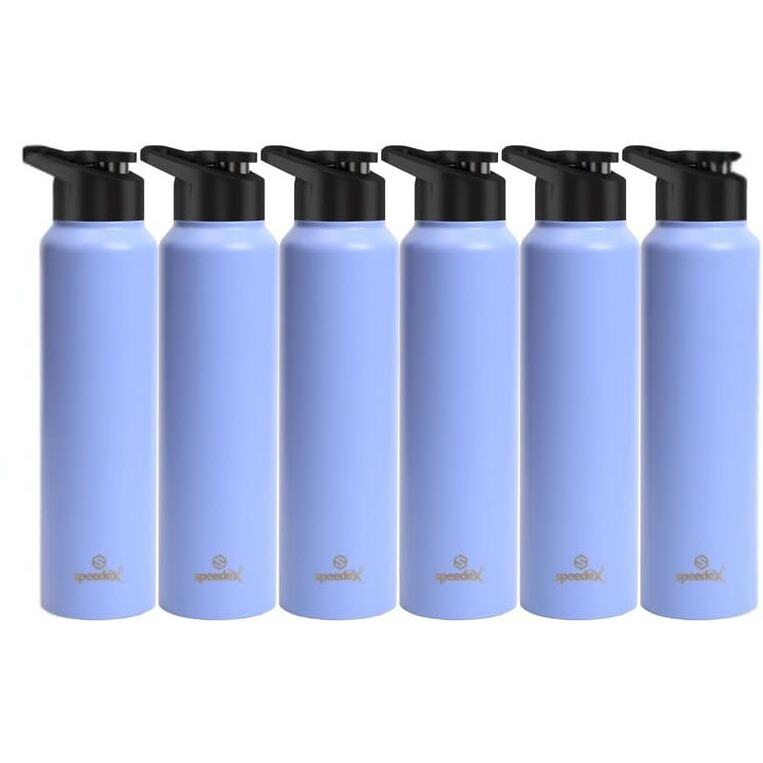 Speedex Stainless Steel Water Bottle 1 Litre, Leakproof Sipper Cap 1 Ltr, Pastel Purple, Bottles 1+ Litre For School, Gym, Office, Boys, Girls, Men, Women, Kids 1Ltr - 1000 Ml - Set Of 6