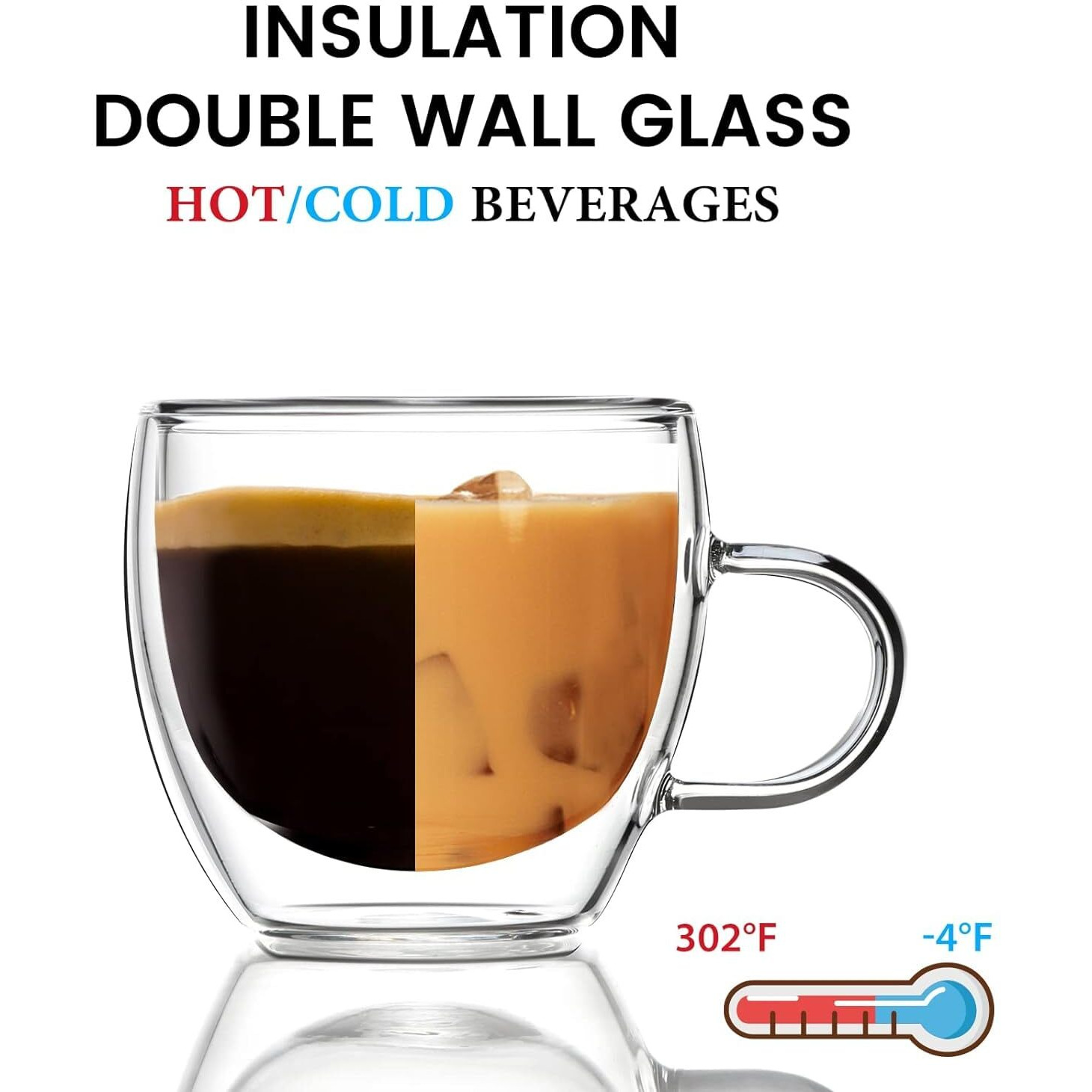 Zroy Enterprise Double Wall Glass 250Ml Set Of 6 Coffee Cups - Double Walled Glass Mugs For Hot & Cold Drinks Coffee Tea Milk Cappuchino Juice (6, 250Ml Cup)