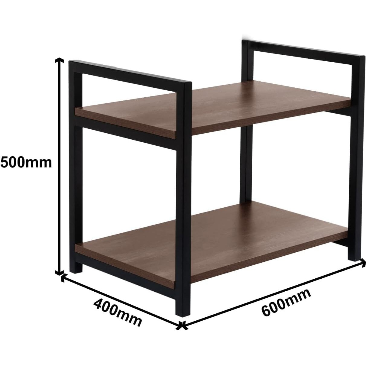 Rizik Store 2-Tier Metal & Wooden Microwave Oven Stand - Multipurpose Extra Storage For Kitchen, Coffee Bar, Countertop, Bathroom (Design 2)