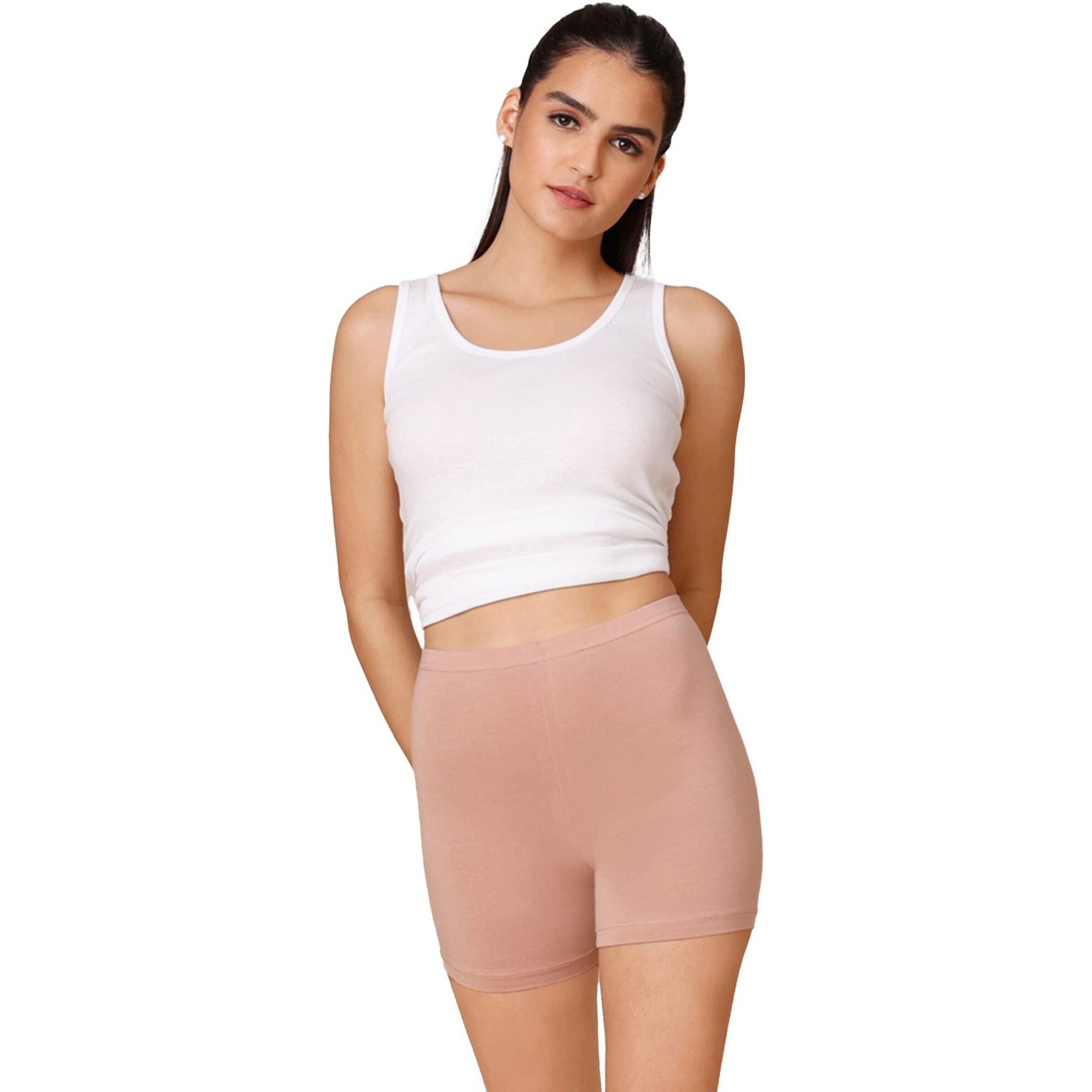 Nykd Trendy Square Neck Soft Cup Slip On Everyday Sports Bra For Women | Wireless | Full Coverage | Non Padded (Pack Of 2 Bra, Nyb158, Sand, L, 1N