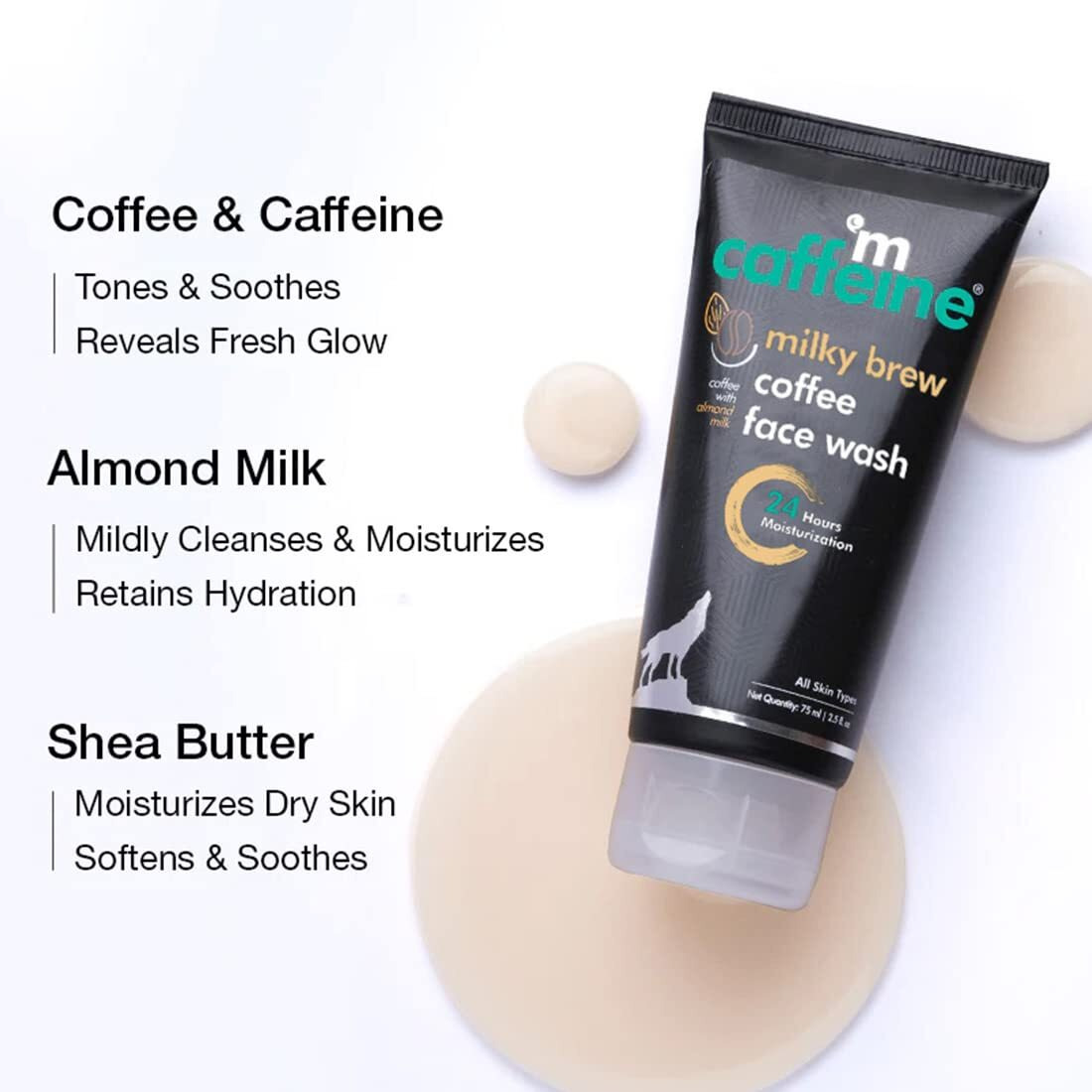Mcaffeine Milk & Coffee Face Wash For Dry Skin (Pack Of 2) | Dry Skin Face Wash For Men & Women With Almond Milk & Shea Butter | Daily Use Face Cleanser | Natural & 100% Vegan (150 Ml)