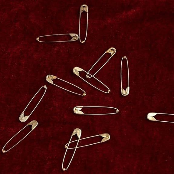 Accessher Gold Plated Stainless Steel Safety Pins, Pack Of 12, Elegant Metallic, Gold