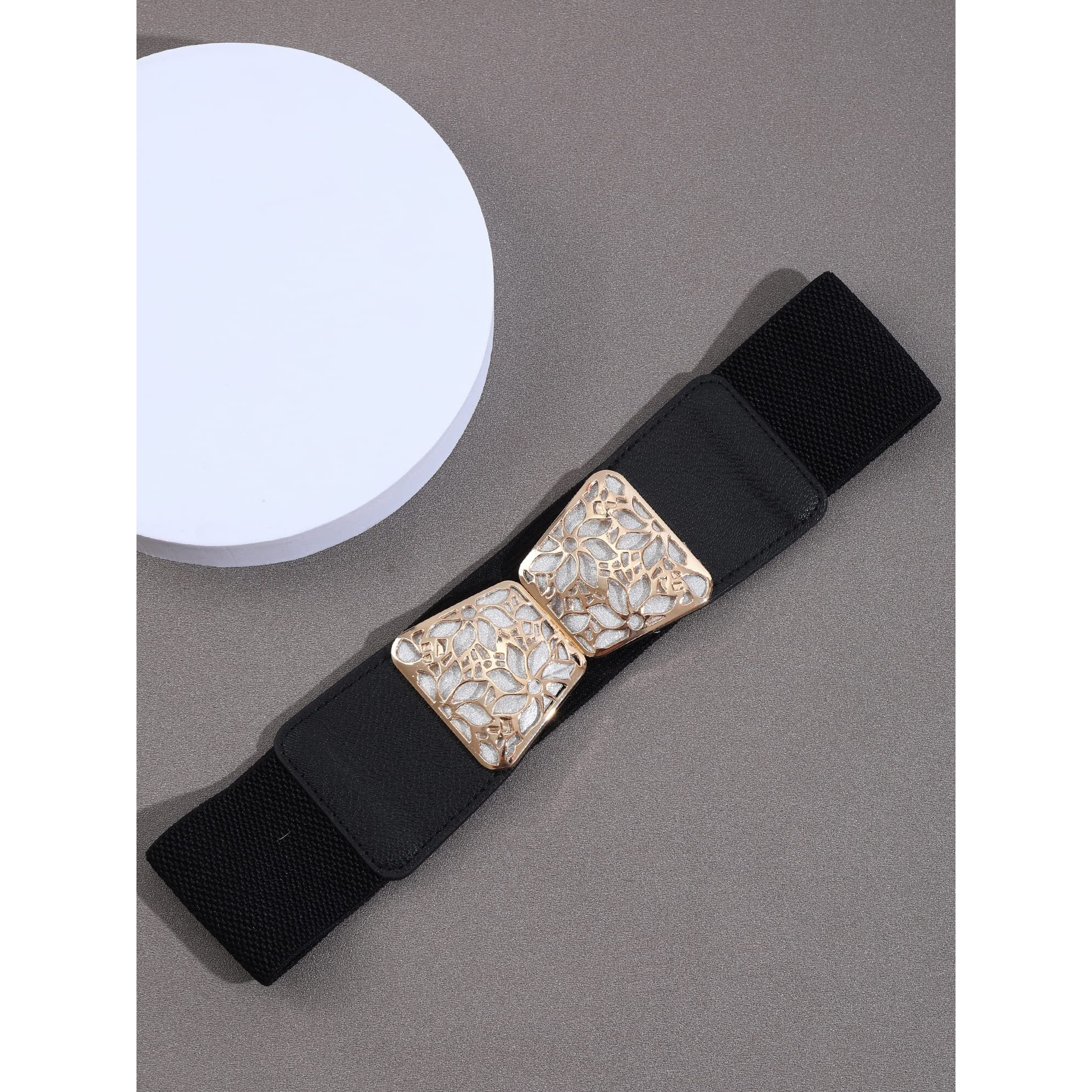 Shining Diva Fashion Waist Belt For Women Dresses Jeans Skirts Hip Saree Western Traditional (Black) (14814Wb)