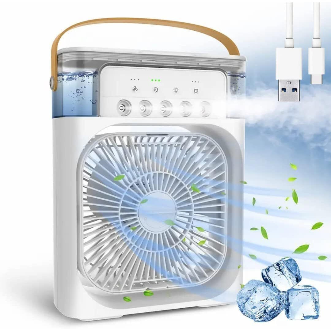 Romino Mini Cooler For Room Cooling, Portable Ac Air Conditioner Fan, Mini Fan Artic Cooler With 7 Colors Led Light, 1/2/3 H Timer, 3 Wind Speeds And 3 Spray Modes For Office,Home,Dorm,Travel