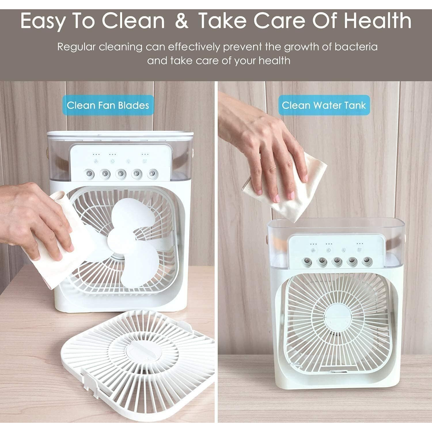 Romino Mini Cooler For Room Cooling, Portable Ac Air Conditioner Fan, Mini Fan Artic Cooler With 7 Colors Led Light, 1/2/3 H Timer, 3 Wind Speeds And 3 Spray Modes For Office,Home,Dorm,Travel