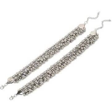 Youbella Jewellery German Silver Plated Stylish Handmade Payal Anklets For Girls And Women (Style 1)