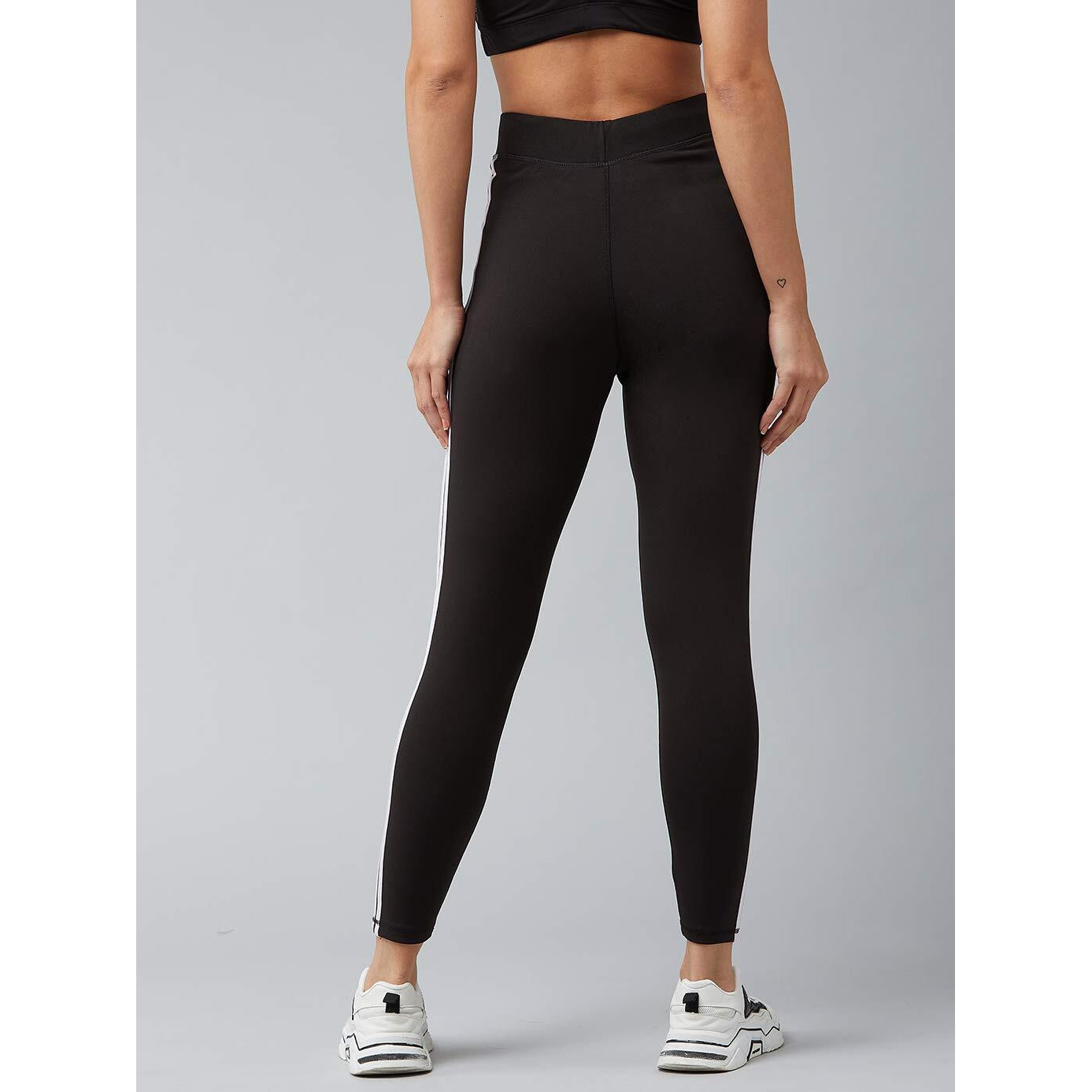 Blinkin Yoga Gym Workout Regular Fit Trackpants And Active Sports Fitness Highwaist Stripped High Rise Tights For Women|Girls(5550,Color_Black With White Stripes,Size_Large)