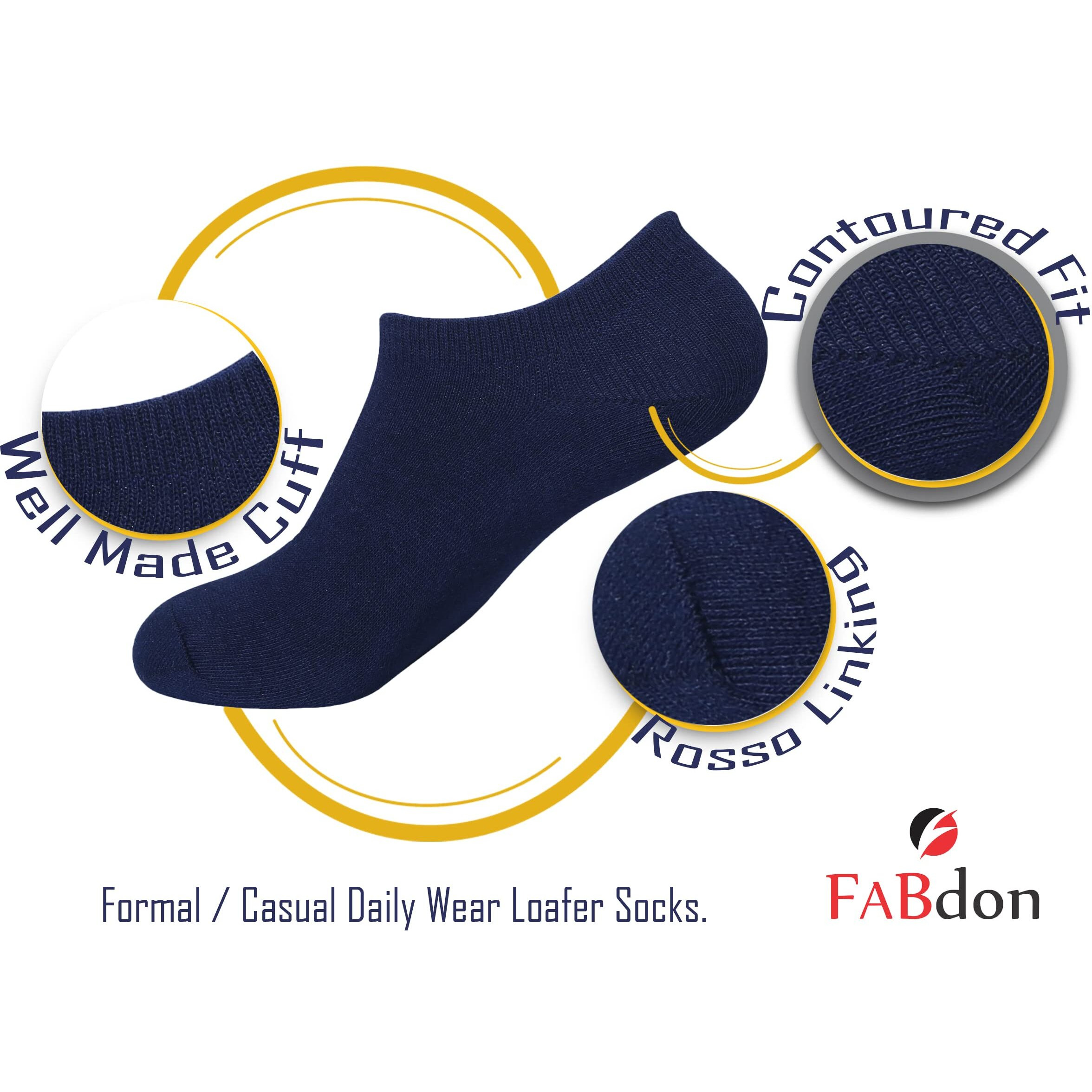 Fabdon Unisex Low Cut Loafer Sock I Made With Durable, Breathable Ankle Length Cotton Free Size I Anti-Slip, Odour Free I For Gym Sports Hiking Casual Wear Running Men & Women I Set Of 4  Multicolor
