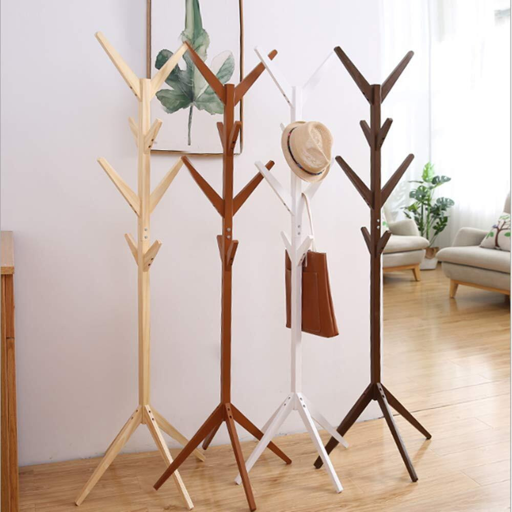 Leopax Beechwood Coat Racks Stand With 8 Hooks|Free Standing V Shape Coat Rack Stand|Hanger Stand For Coats, Hats, Scarves, Clothes, And Handbags|Assorted Color, 1 Piece, 45 X 45 X 175 Cm
