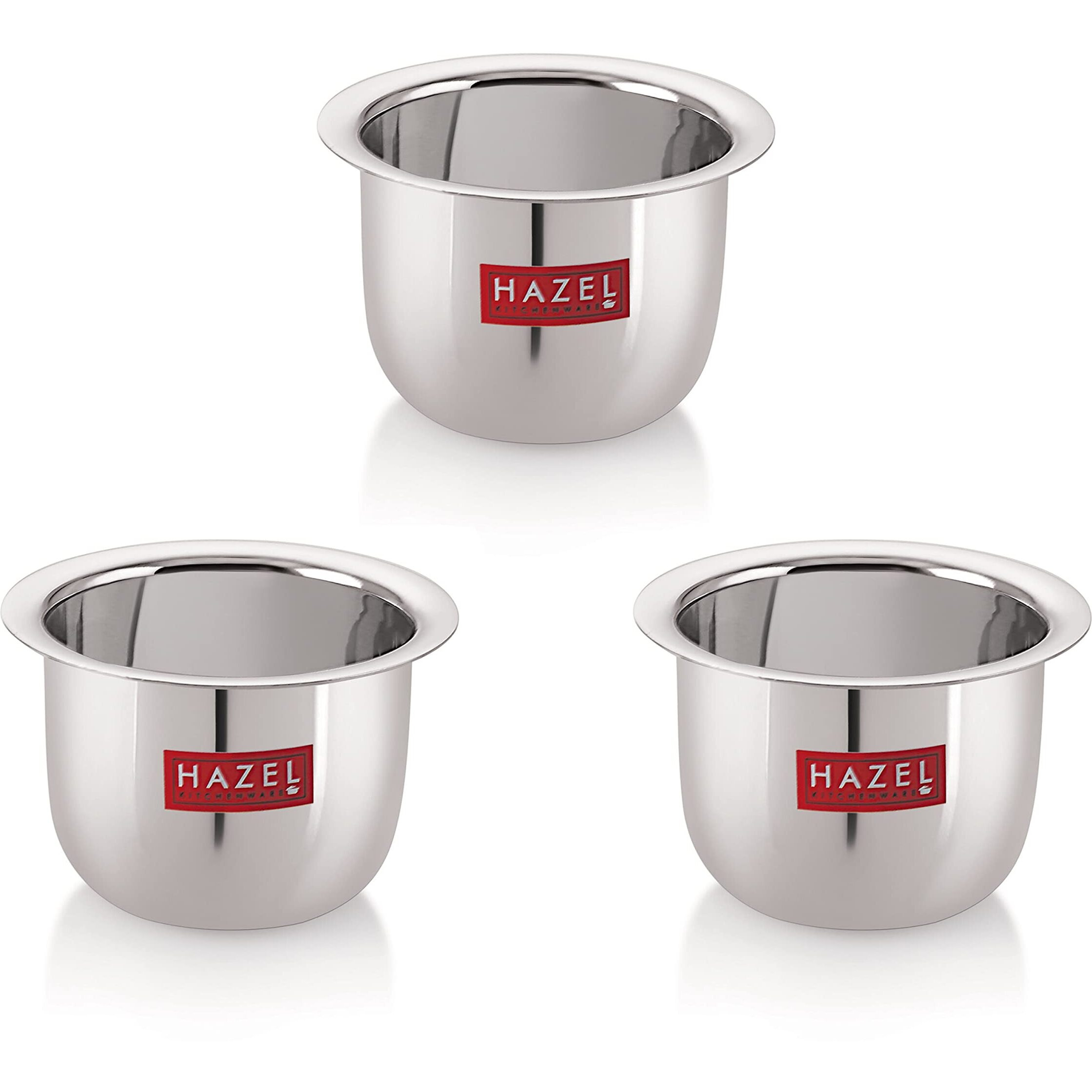 Hazel Stainless Steel Mini Tea Glasses | 9 Cm With 100 Ml Each Traditional Coffee Milk Serving Glasses | Steel Pela Patra, Set Of 3,Silver