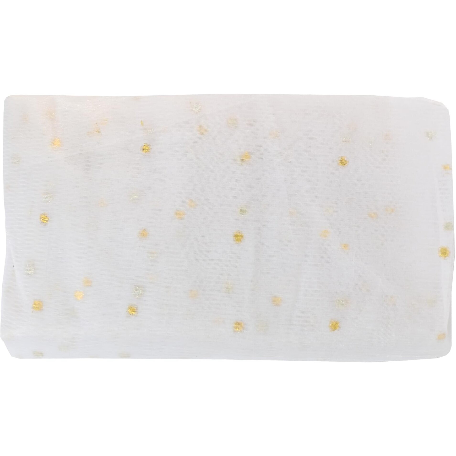 Amaroba Dotted Net Fabric For Decor, Gift Packing, Party, Bouquet,Car, Christmas,Decoration,Width 1 Mtr, 5 Mtr Length Net Cloth For Decoration (Pack Of 5 Mtr, Dot White), Embroidered
