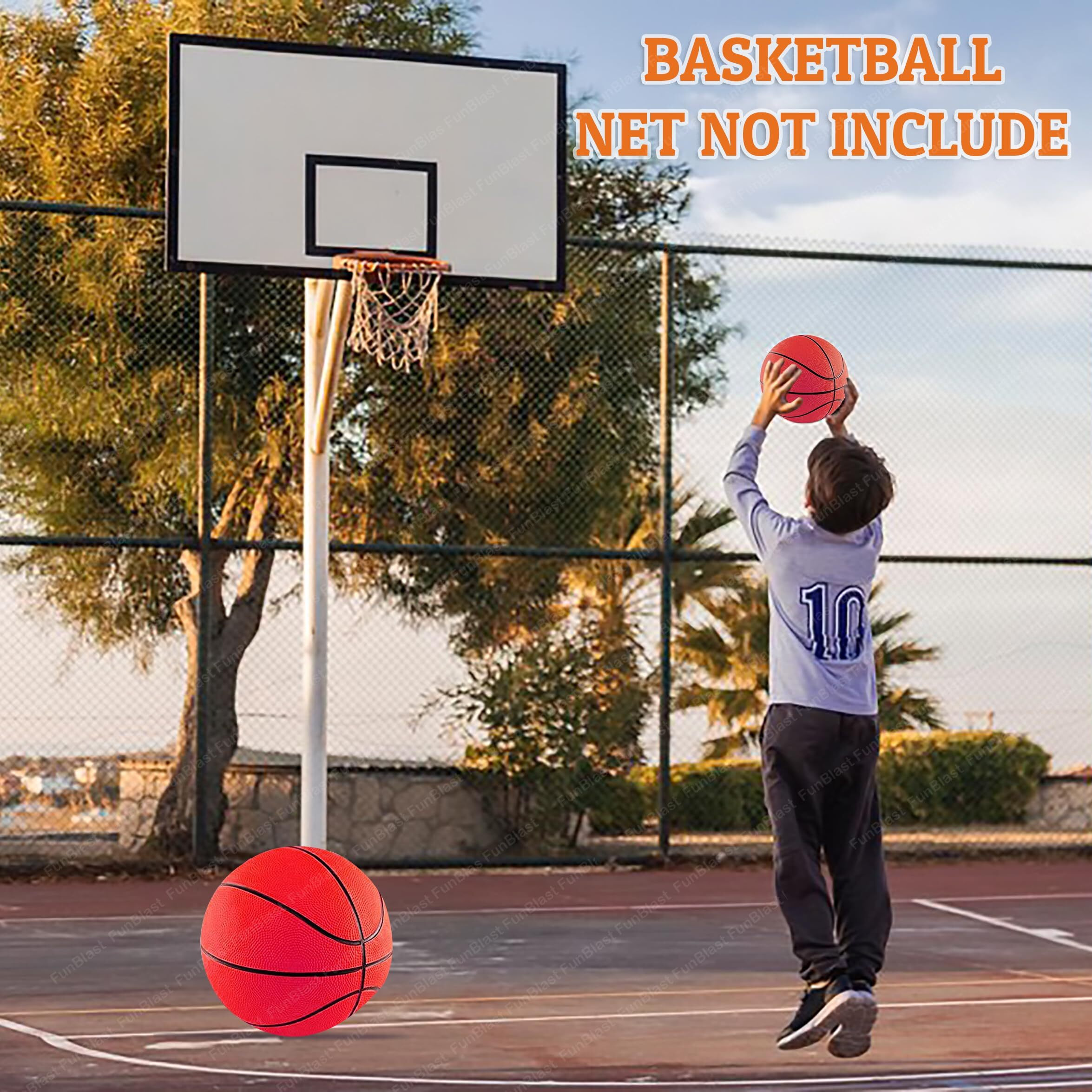 Funblast Basketball For Kids, 9 Inches Colorful Basketball Sports Toy - Extra Grip Silicon Rubber Beach Ball Sports Outdoor Game, Inflatable Ball For Kids Boys 3+ Years (Pack Of 1) - Multicolor