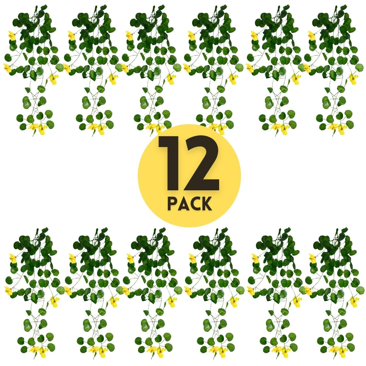 Decorebugs Artificial Flower Plants Leaves Hanging Ivy Garlands Plant Greenery Vine Creeper Home Decor Door Wall Balcony Decoration Party Festival Craft (Pack Of 12)