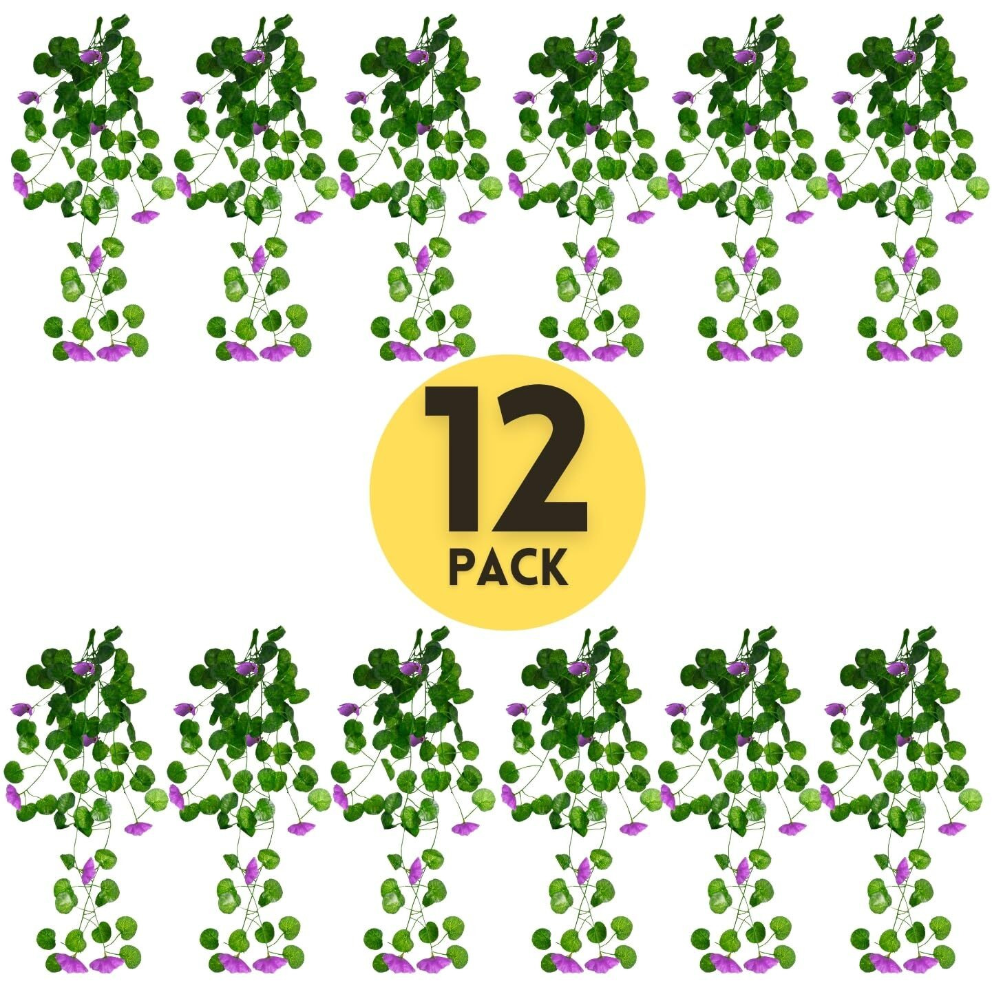 Decorebugs Artificial Flower Plants Leaves Hanging Ivy Garlands Plant Greenery Vine Creeper Home Decor Door Wall Balcony Decoration Party Festival Craft (Pack Of 12)