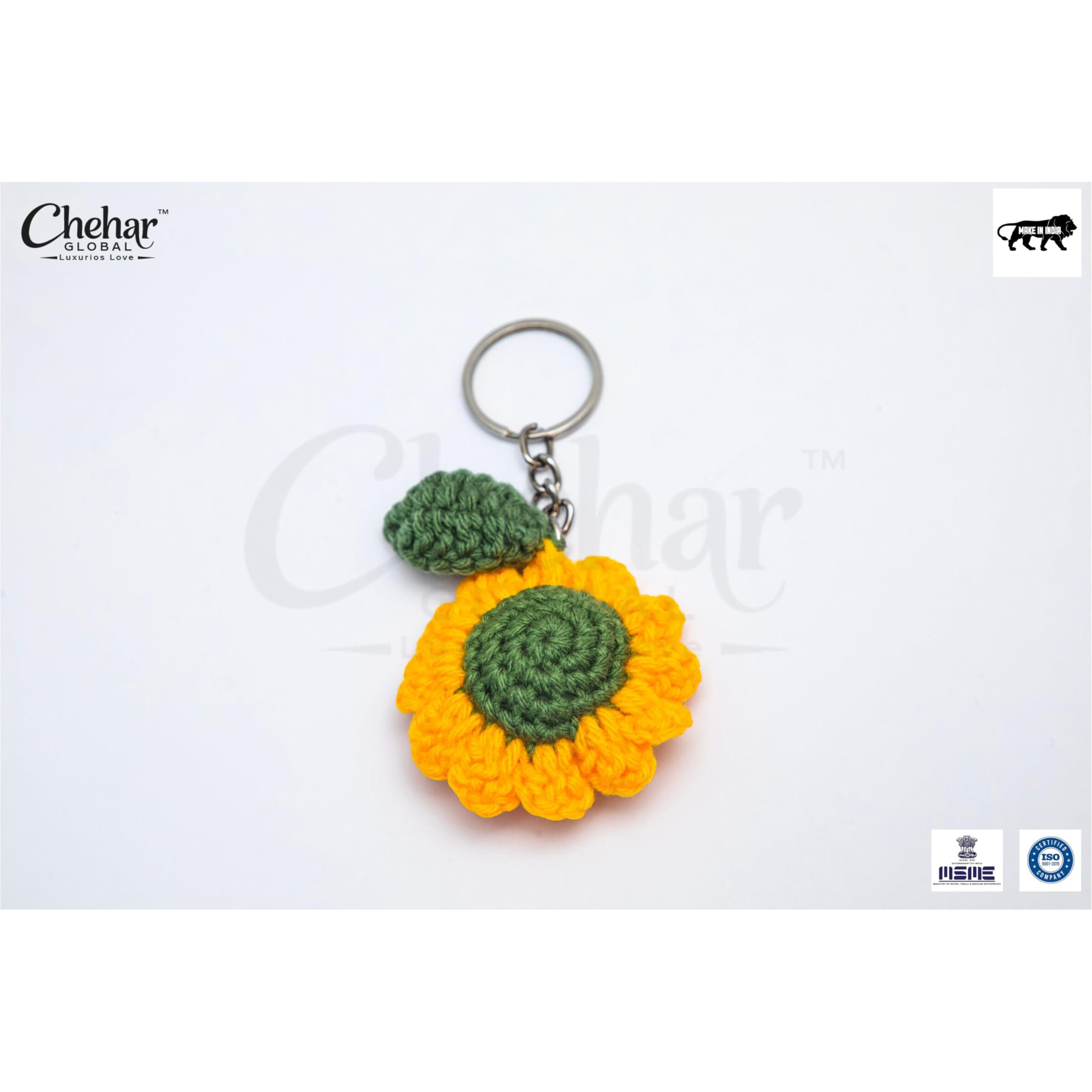 Jcgi Handmade Crochet Sunflower Keychain Decorative Cute Bag Purse Keyrings Charm Love Stylish Lightweight Motorbike Car Unique Personalized Keychain Girlfriend Sister Gift Accessories