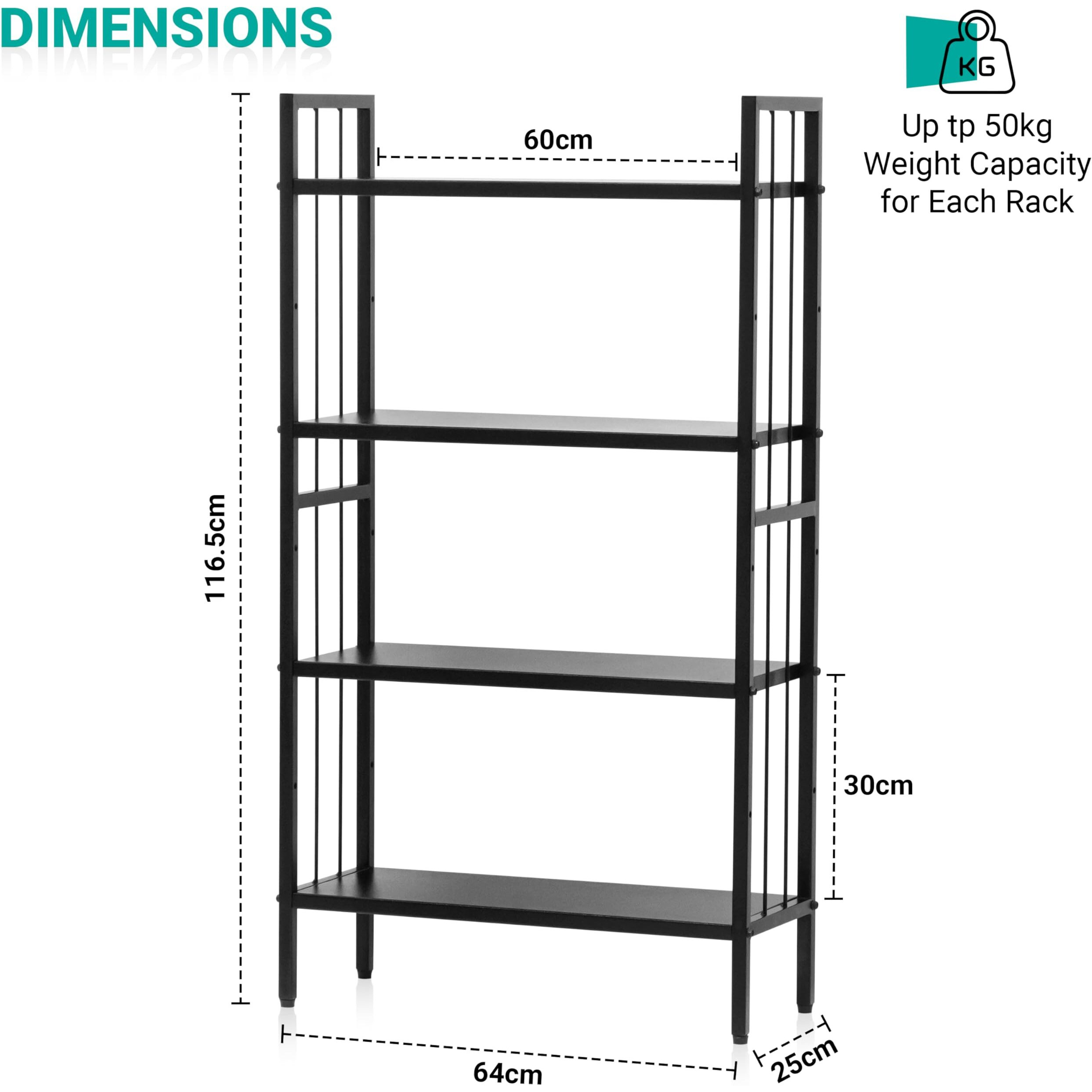 Livzing Metal 4 Tier Height Adjustable Bookshelf For Home Library | Book Shelf | Open Display Books Rack | 4 Layer Metal Rack | Book Shelf | Bookcases Wooden Almirah - Diy