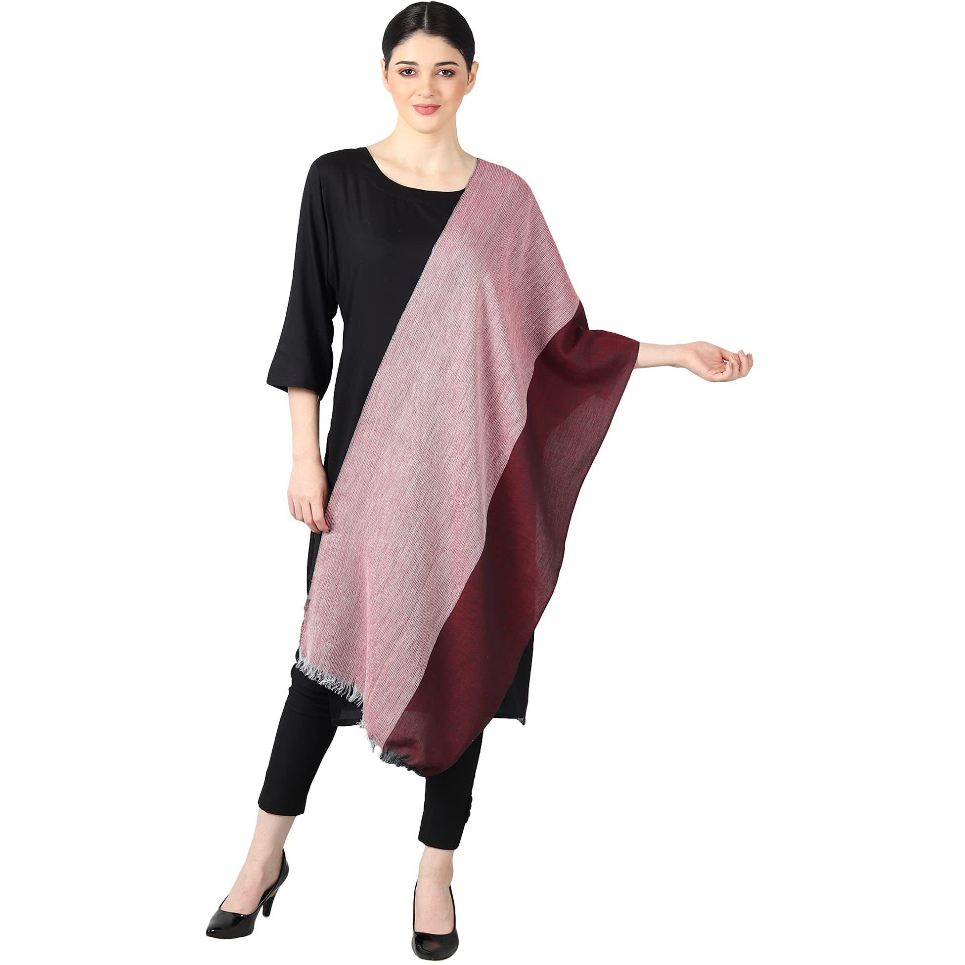 Flyer Women's Stole/Scarf Colour- Maroon Red & White Stylish 100% Soft Viscose Ethnic Scarves Pack Of 1 St-12