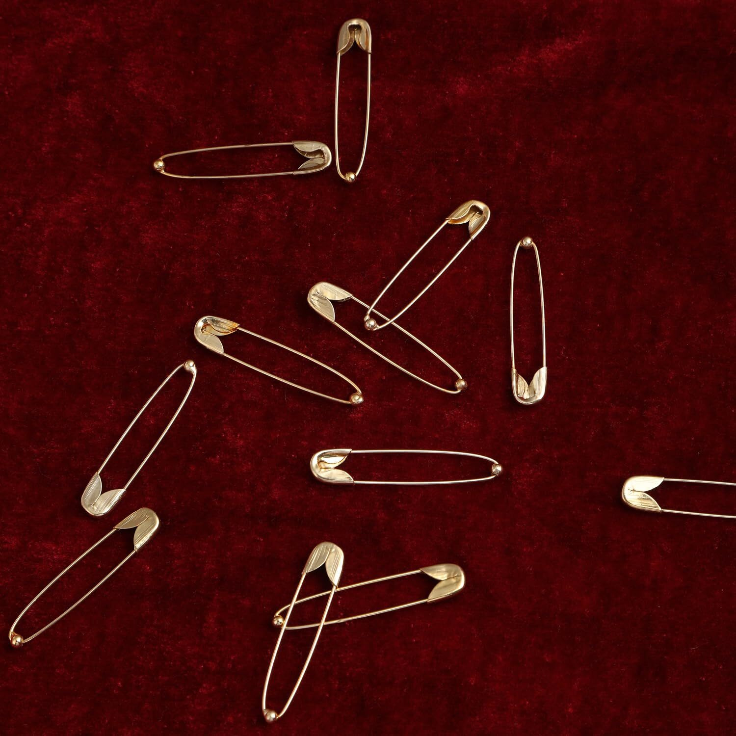 Accessher Gold Plated Shiny Stainless Steel Material Safety Pins/Metallic Saree Pins/Hijab Pins With Secured Closure For Women And Girls Pack Of 12 Pcs.