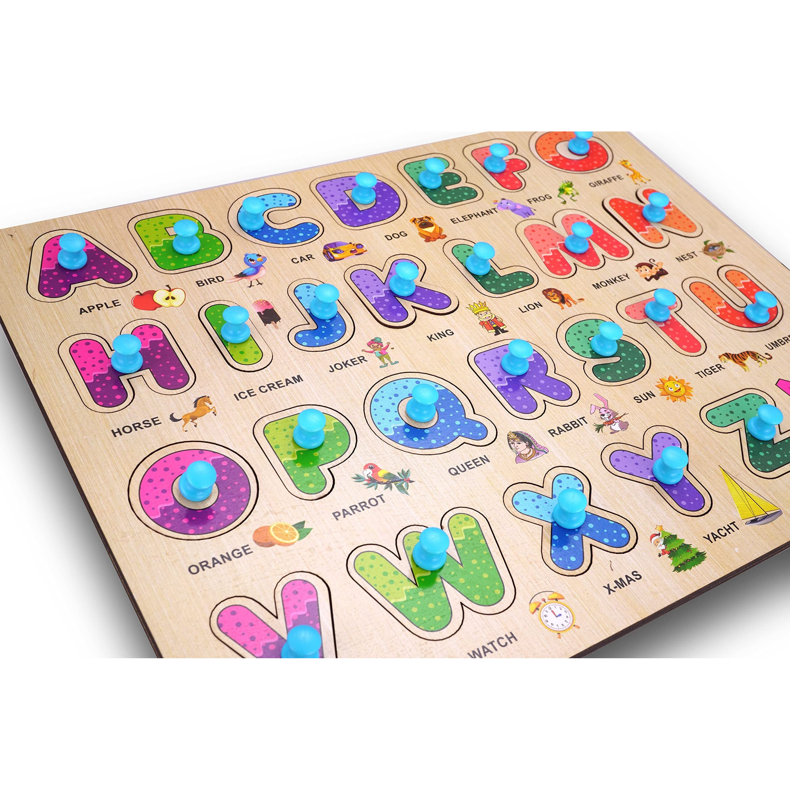 Lefan Wooden Learning Educational Board For Kids, Puzzle Toys For 2 Years Old Boys & Girls Alphabets