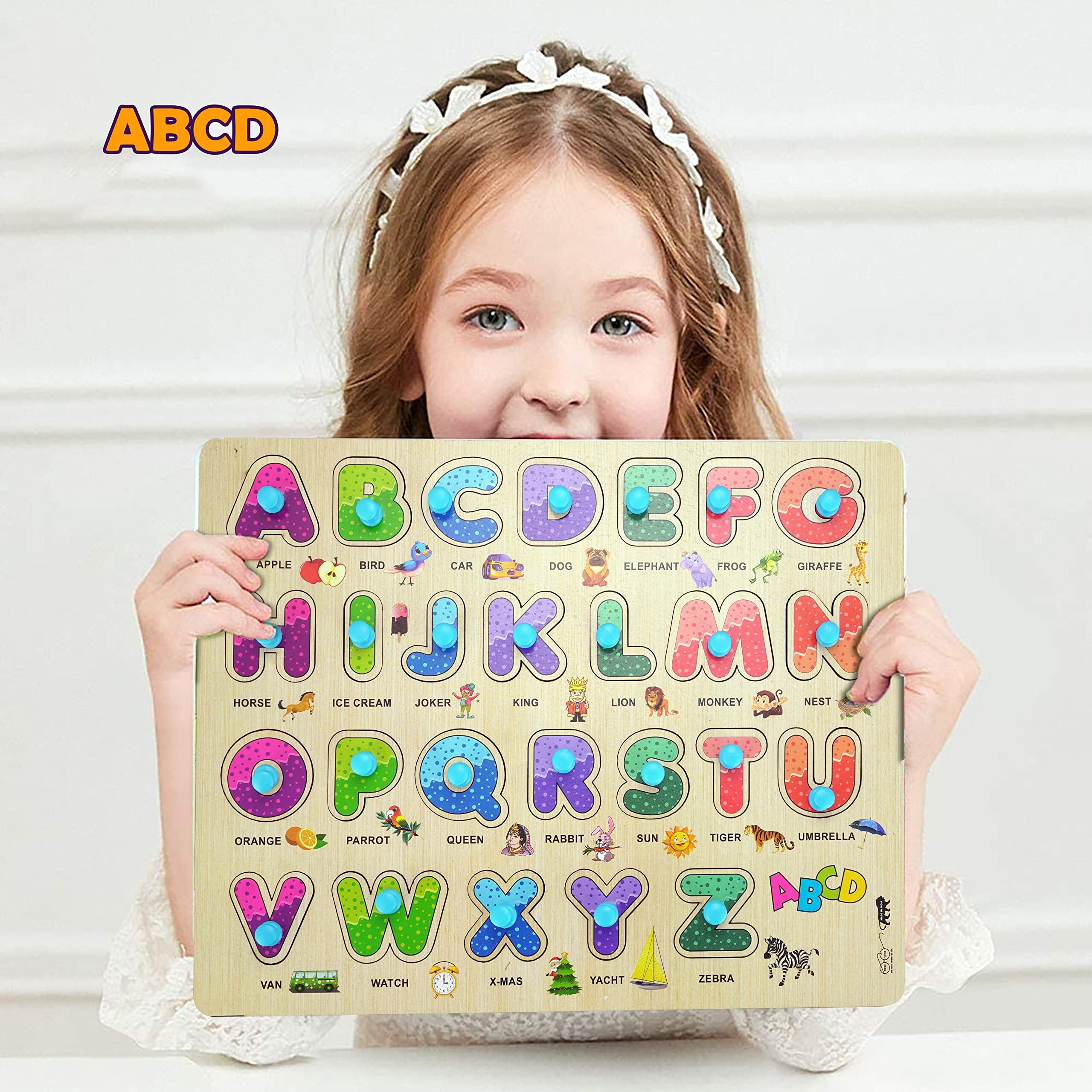 Lefan Wooden Learning Educational Board For Kids, Puzzle Toys For 2 Years Old Boys & Girls Alphabets