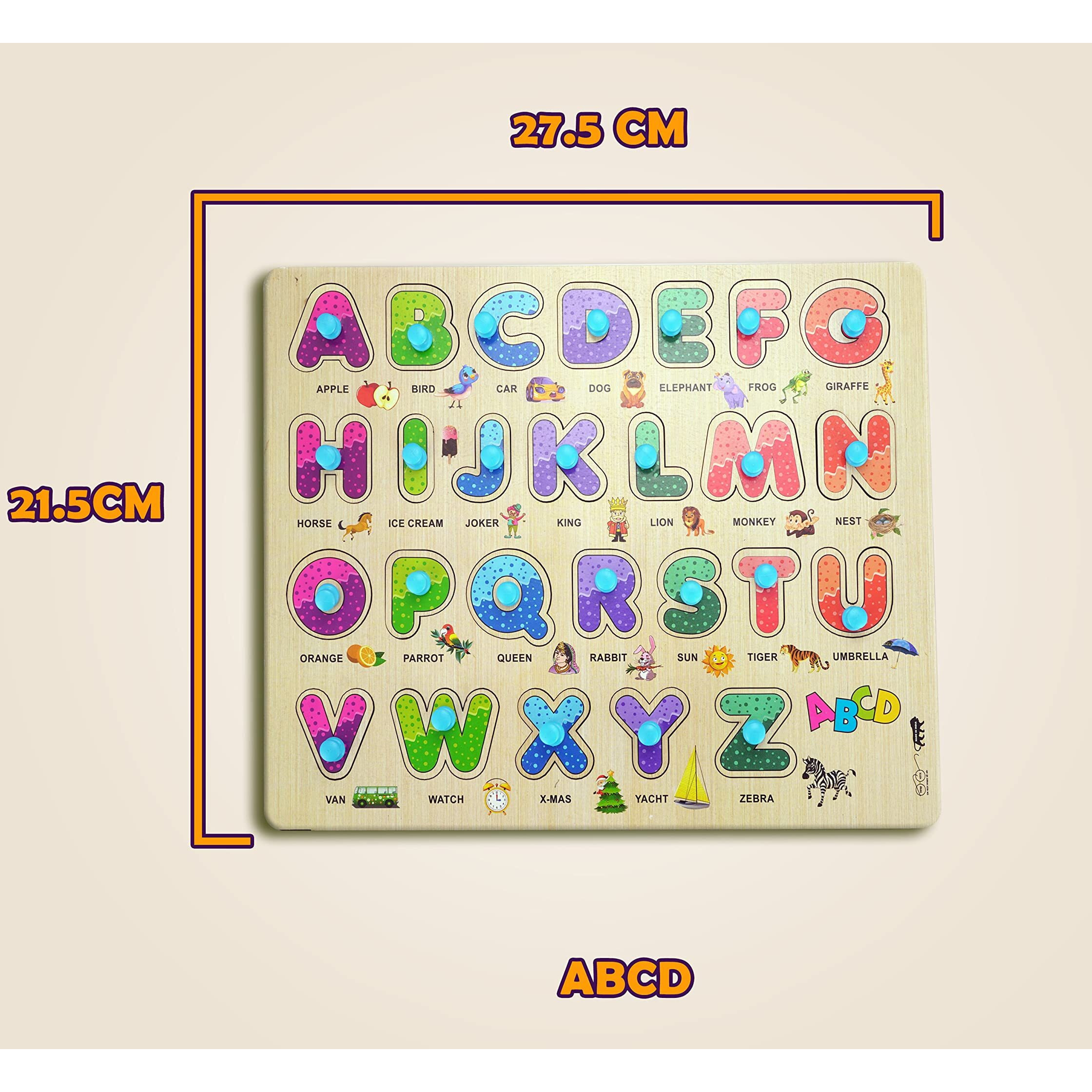 Lefan Wooden Learning Educational Board For Kids, Puzzle Toys For 2 Years Old Boys & Girls Alphabets