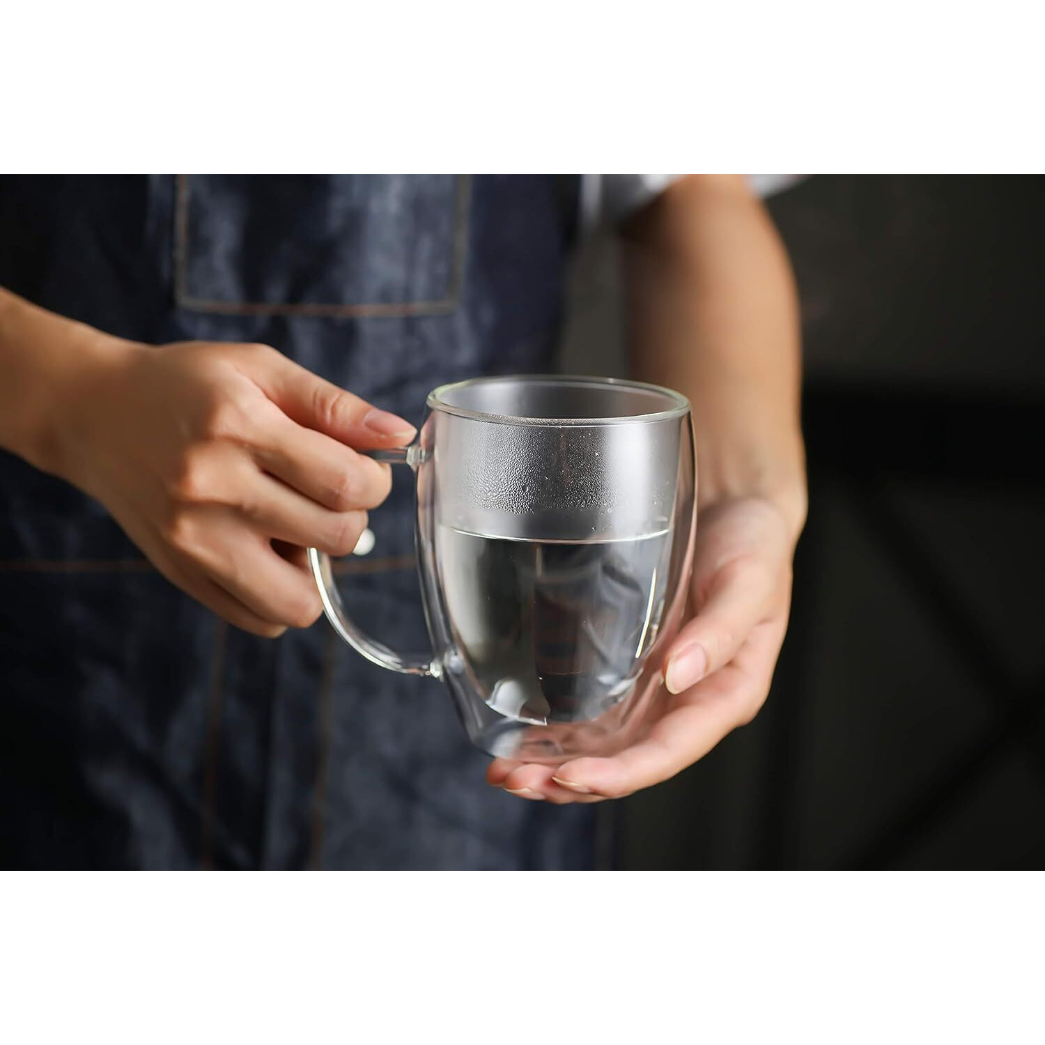 Zroy Enterprise Double Wall Glass 350Ml Set Of 6 Coffee Cups - Double Walled Glass Mugs For Hot & Cold Drinks Coffee Tea Milk Cappuchino Juice Cups (6, 350Ml Cup)