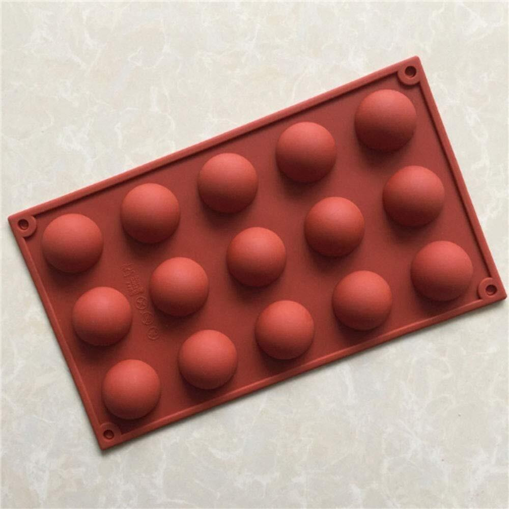 Zollyss 15 Holes Silicone Mold For Chocolate,Cake,Jelly,Pudding,Handmade Soap,Round Shape Half Sphere Mold Non Stick,Bpa Free Cupcake Baking Pan(Pack Of 1,Color Multi),29.6 X 16.9 X 3.1 Centimeters
