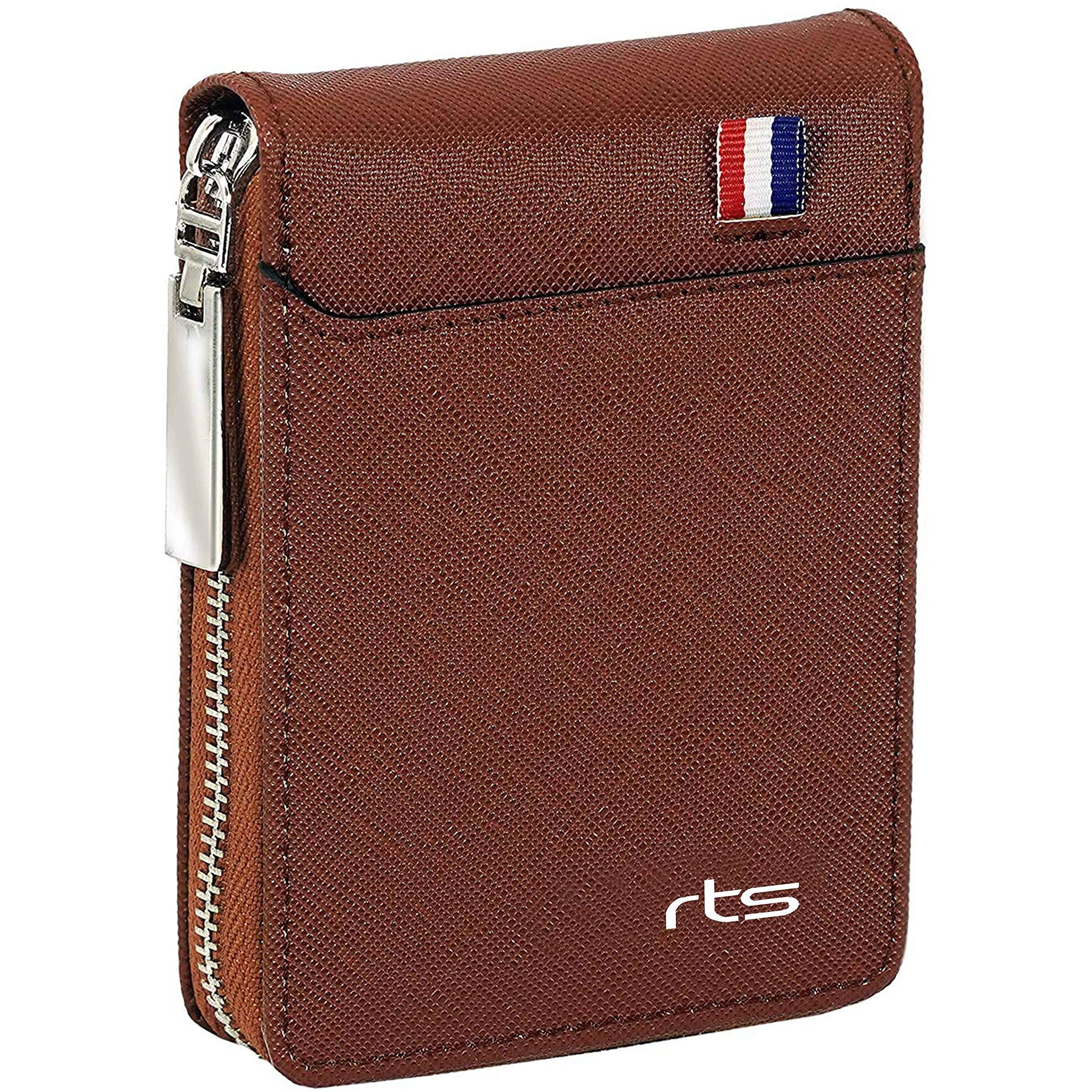 Rts New Imported Rfid Protected 9 Slot Men's Wallets Genuine Pu Leather Credit Debit Atm Business Card Holder Protector With Zipper Case Money Coin Purse For Men, Women, Festive Gifting Valentines