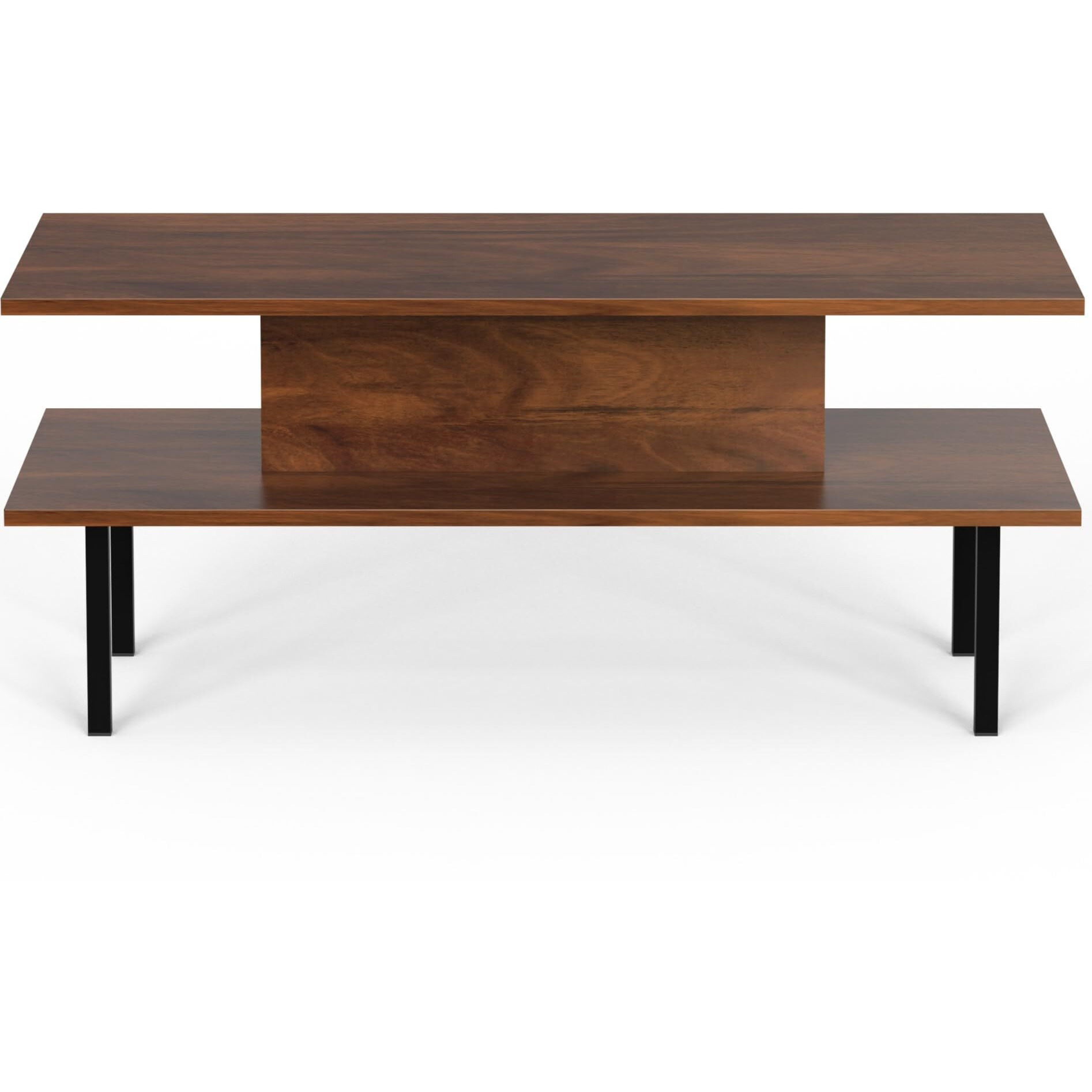 Bluewud Eatame Standard Engineered Wood Coffee Center Sofa Tea/Teapoy Console Table For Sofa Set Living Room Home Hall (Brown Maple)