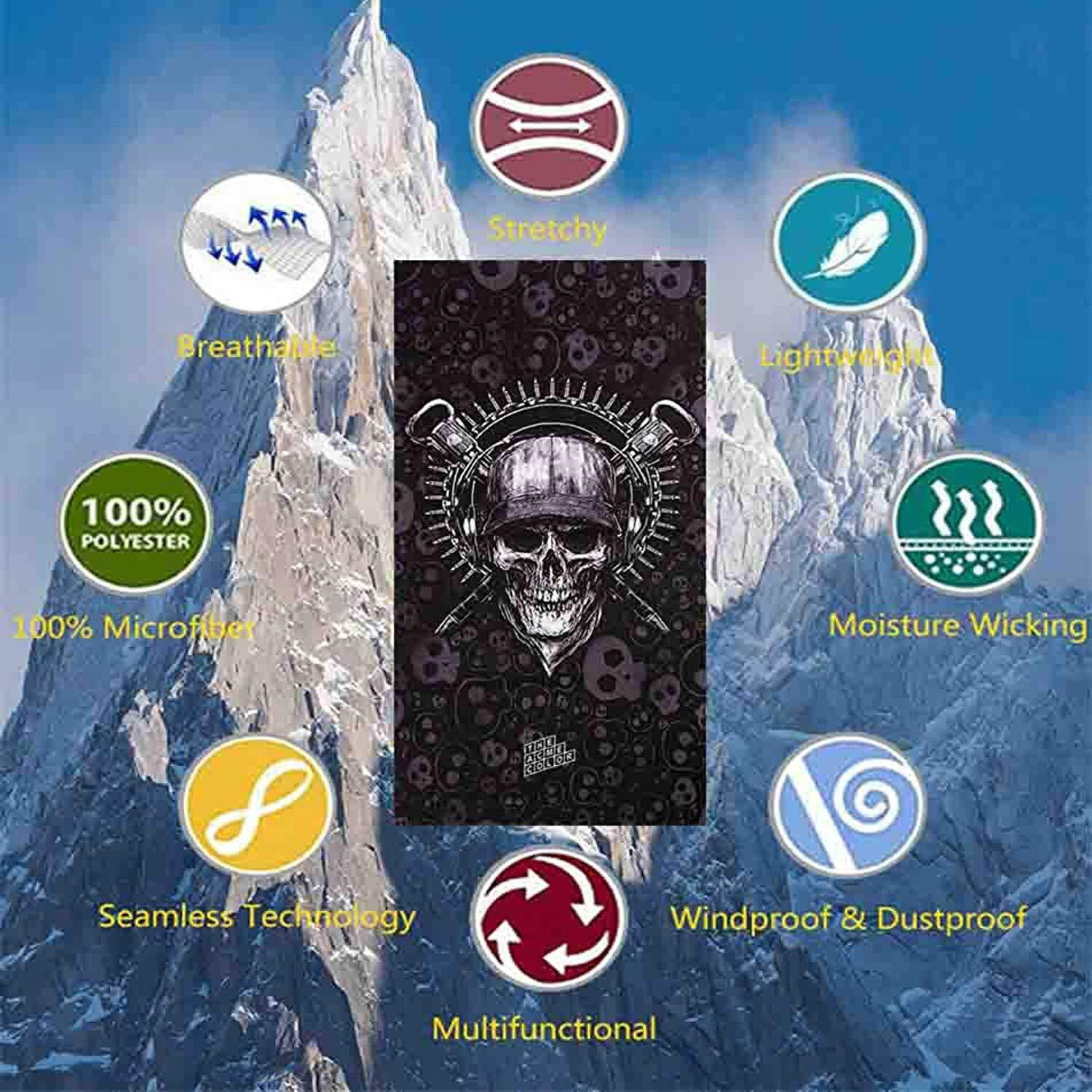 Dollit Unisex Headwear Headband Head Wrap Uv Resistence Sports Bandana Magic Scarf Face Mask (Assorted Color And Design) Pack Of 10, Multi Color, Free Size (Hwb-003)
