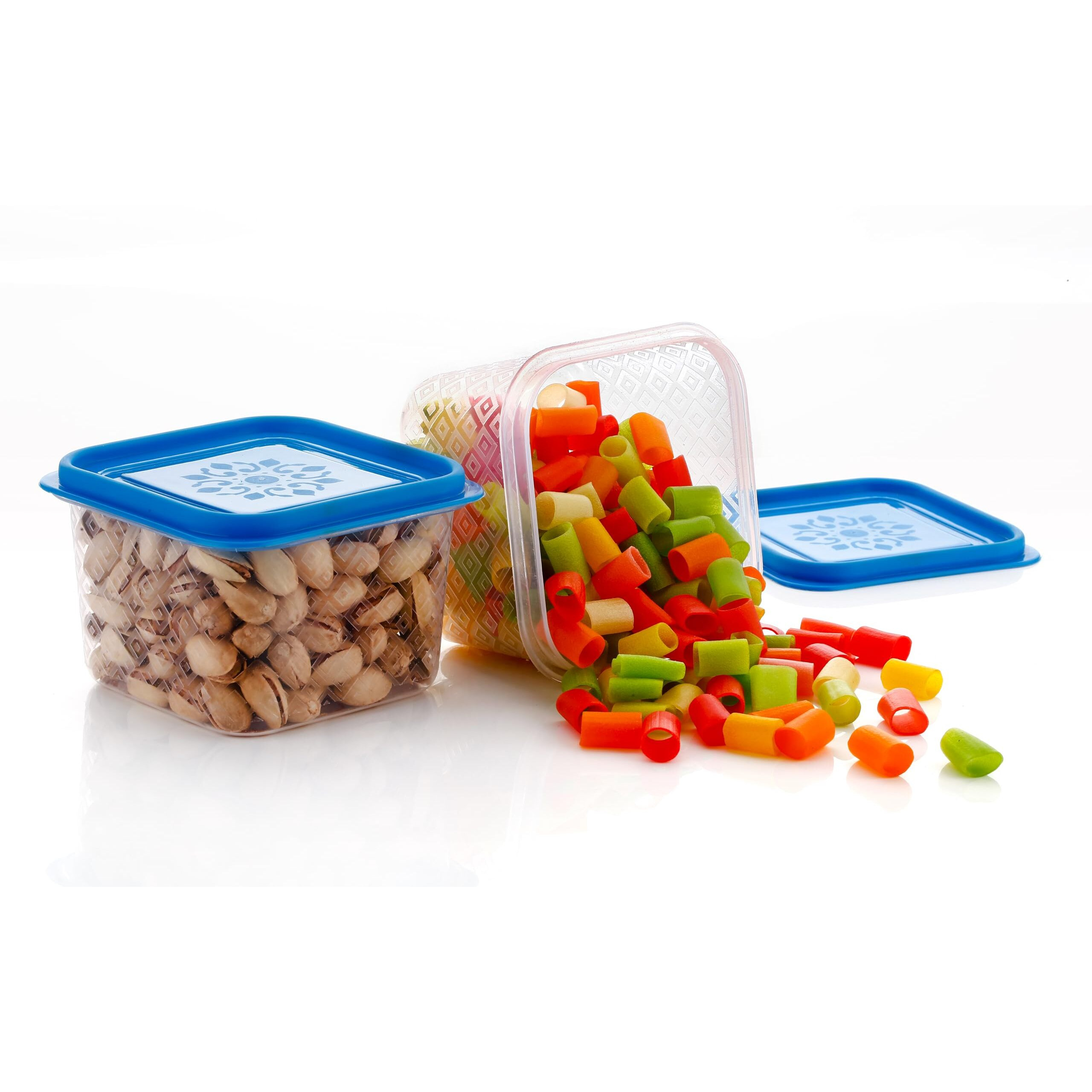 Hindstar Kitchen Storage Box Jars Food Masala Box Airtight Kitchen Plastic Container Set For Spices, Grains Cereal, Dry Fruits Glossary Dabba And More Items Design - Transparent (500Ml, Set Of 6)