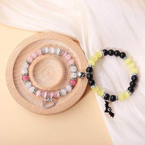 Super Softener Unisex-Adult Matching Friendship Bracelets For Couples, Best Friends, Spider Kitty, Bat Cross Designs, Jewellery Gifts (Batman & Kitty Bracelet)